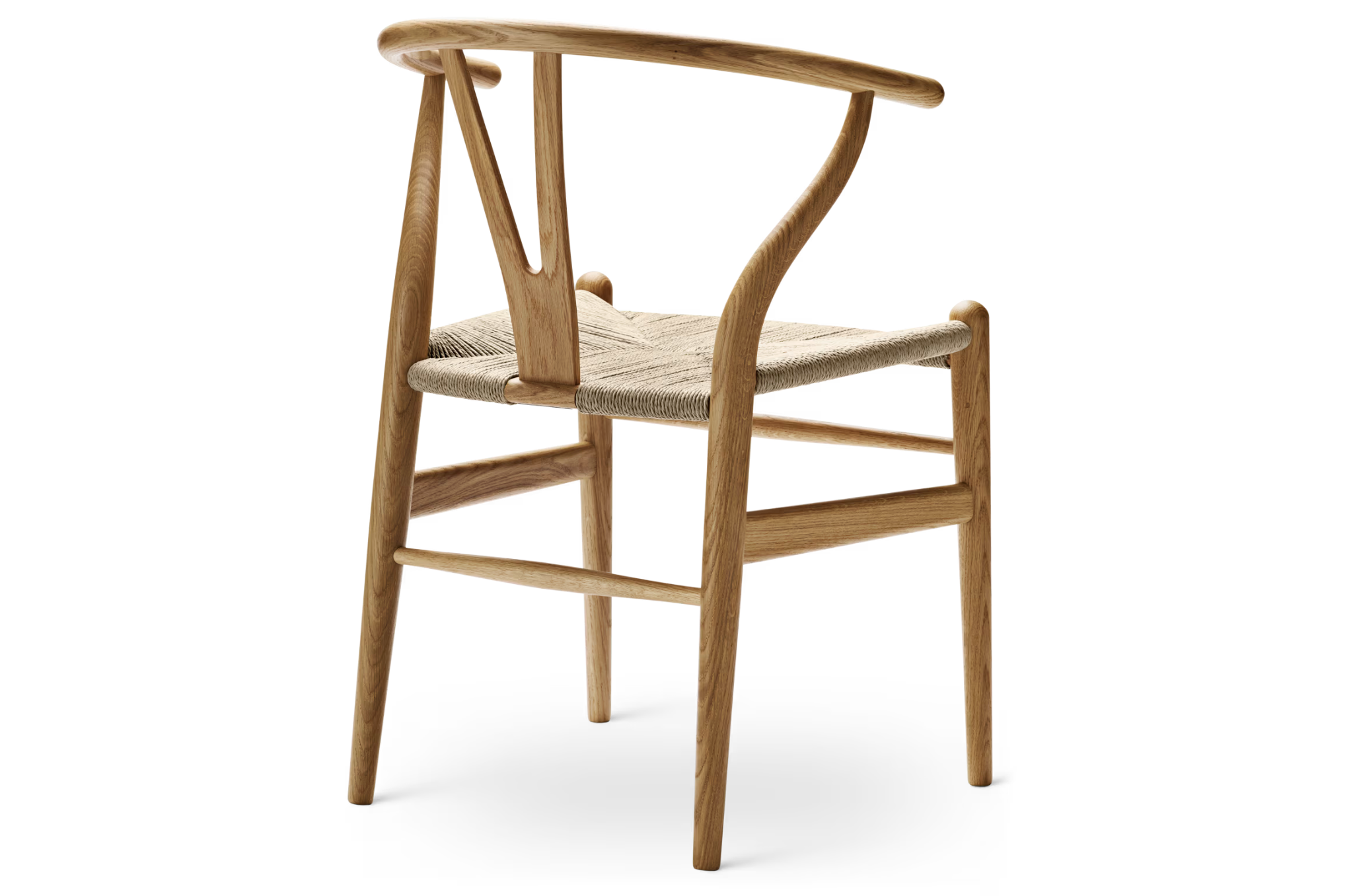 Zijaanzicht van CH24 Wishbone stoel in geolied eiken