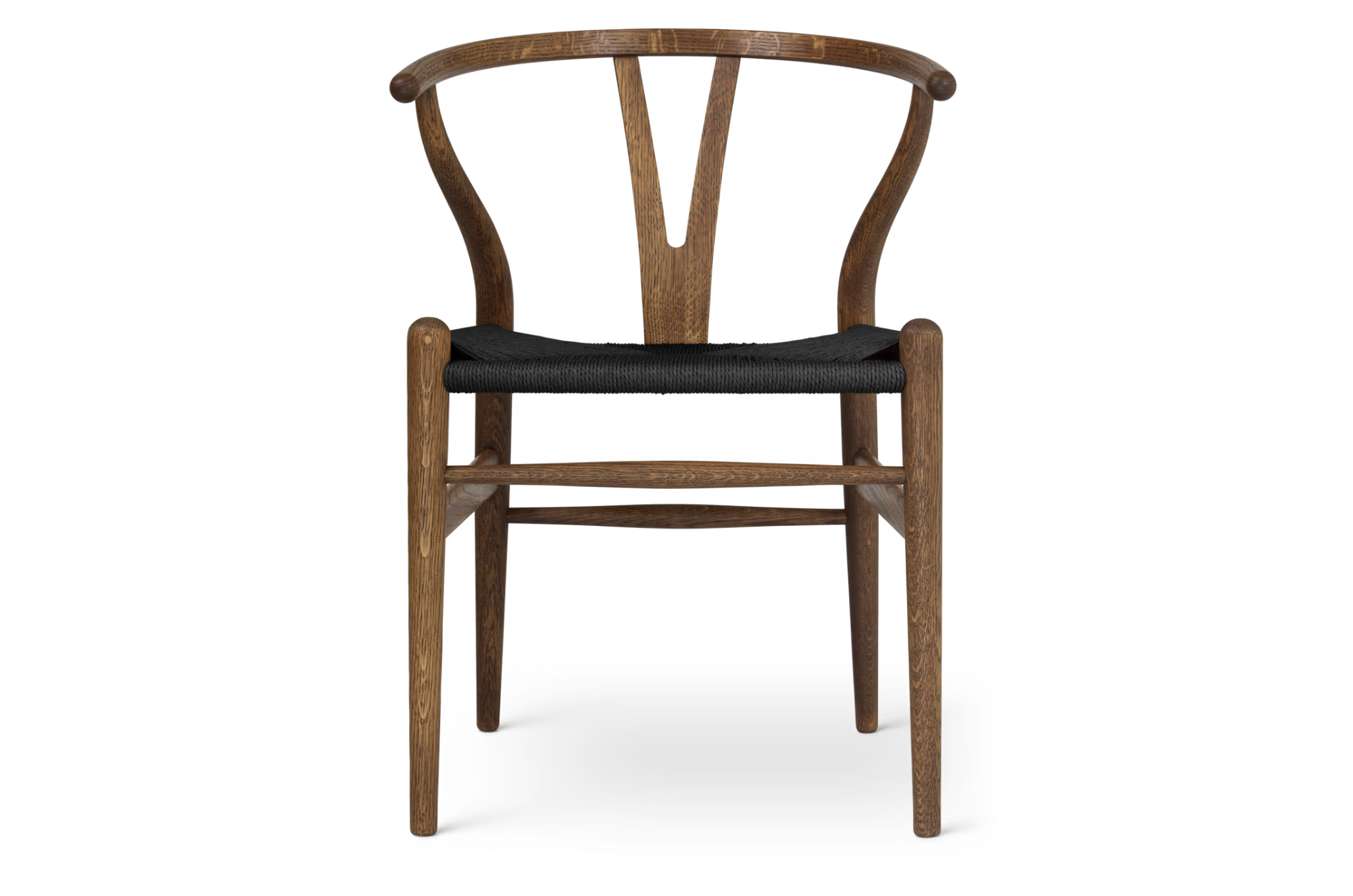 CH24 Wishbone stoel in gerookt geolied eiken met zwart papercord