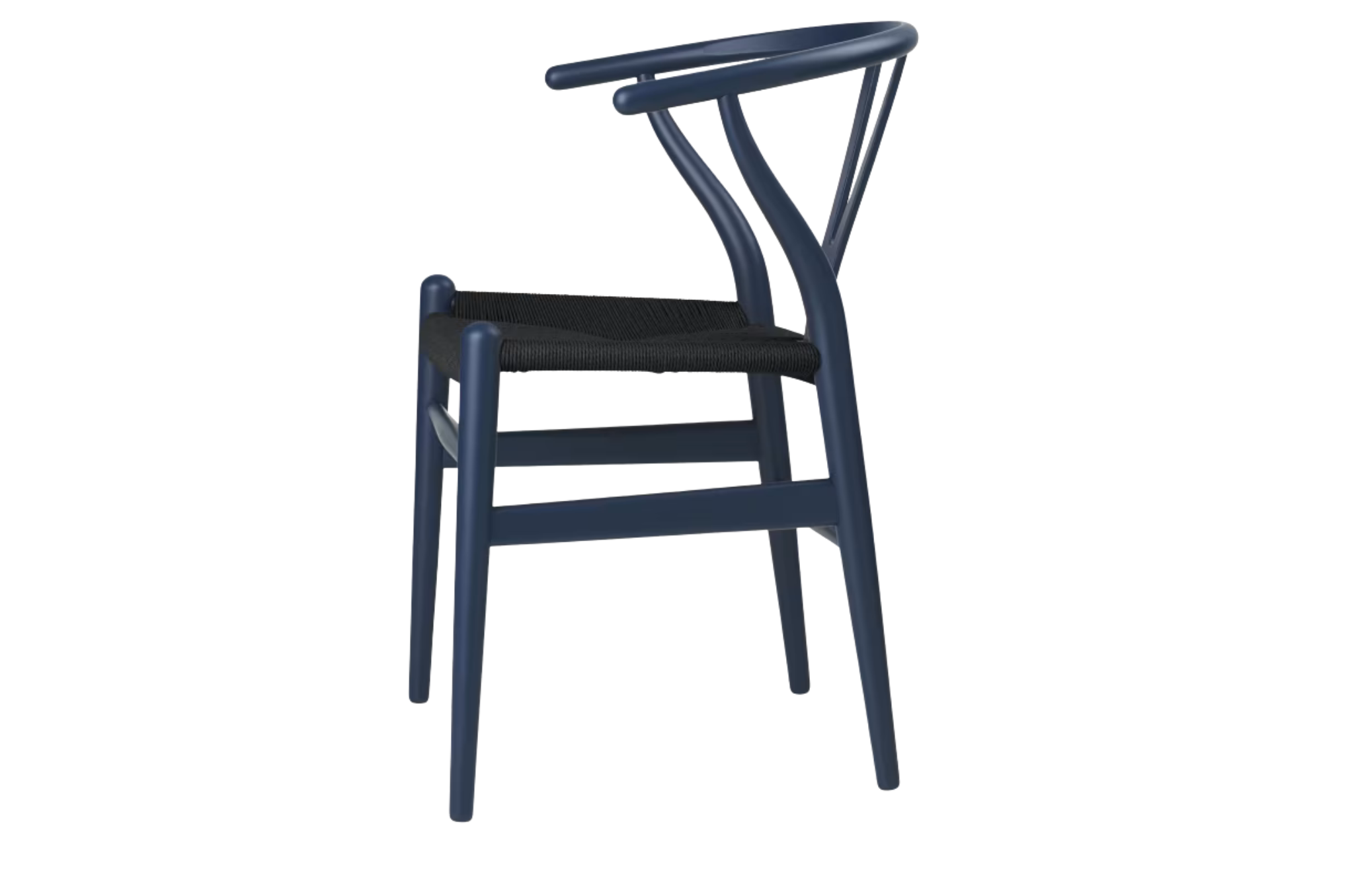 Zijaanzicht van CH24 Wishbone stoel in Soft Blue