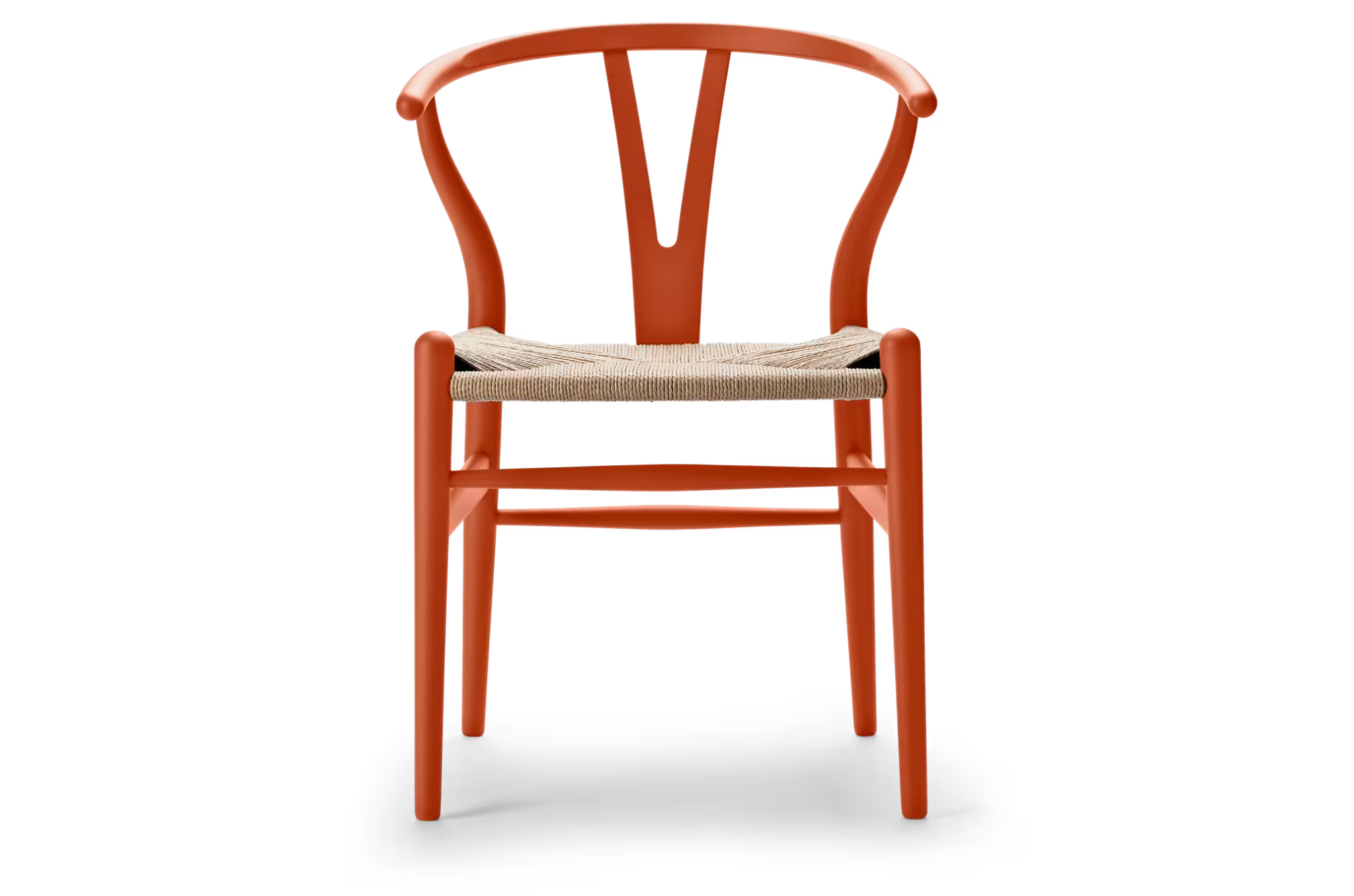Iconische Deense designstoel CH24 in Soft Orange Red