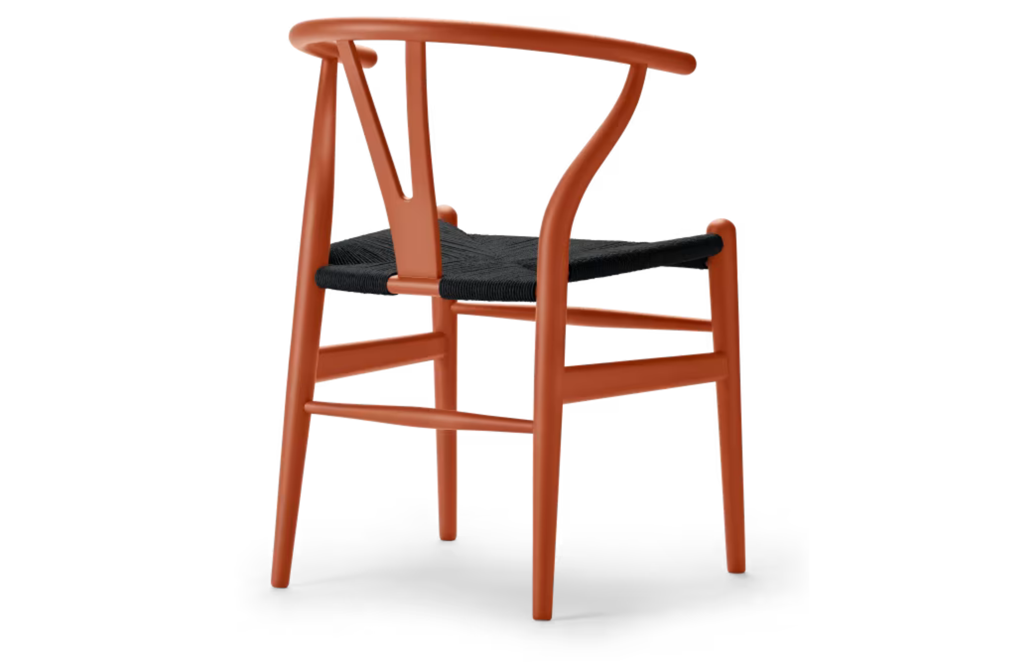 CH24 Wishbone stoel in Soft Orange Red met zwart papercord