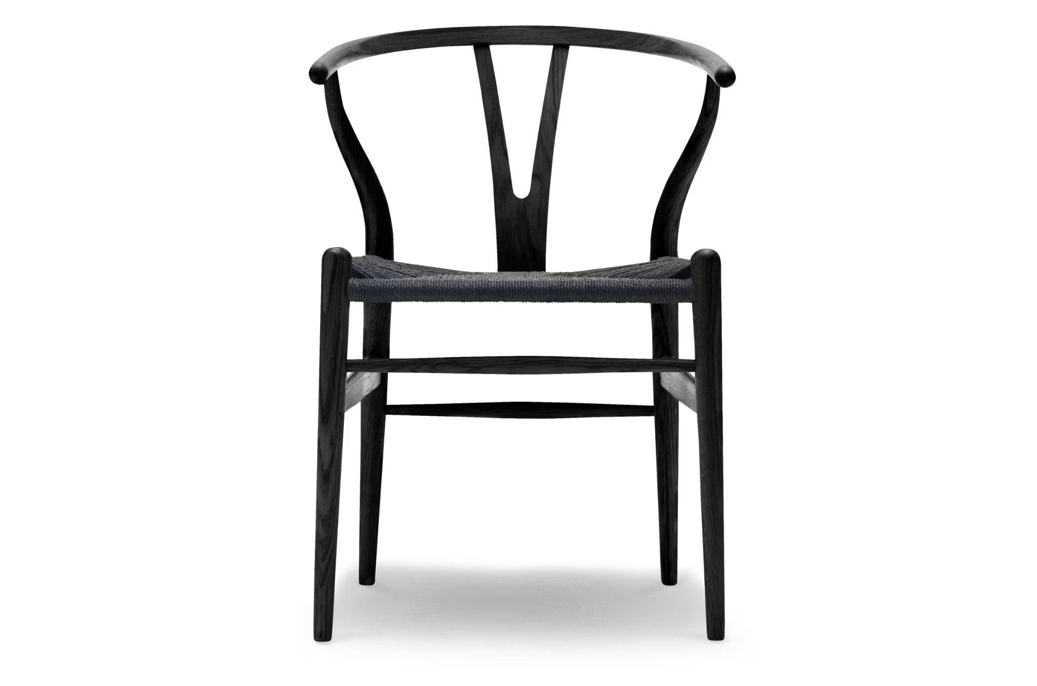 CH24 Wishbone stoel in beschilderd eiken met zwart papercord