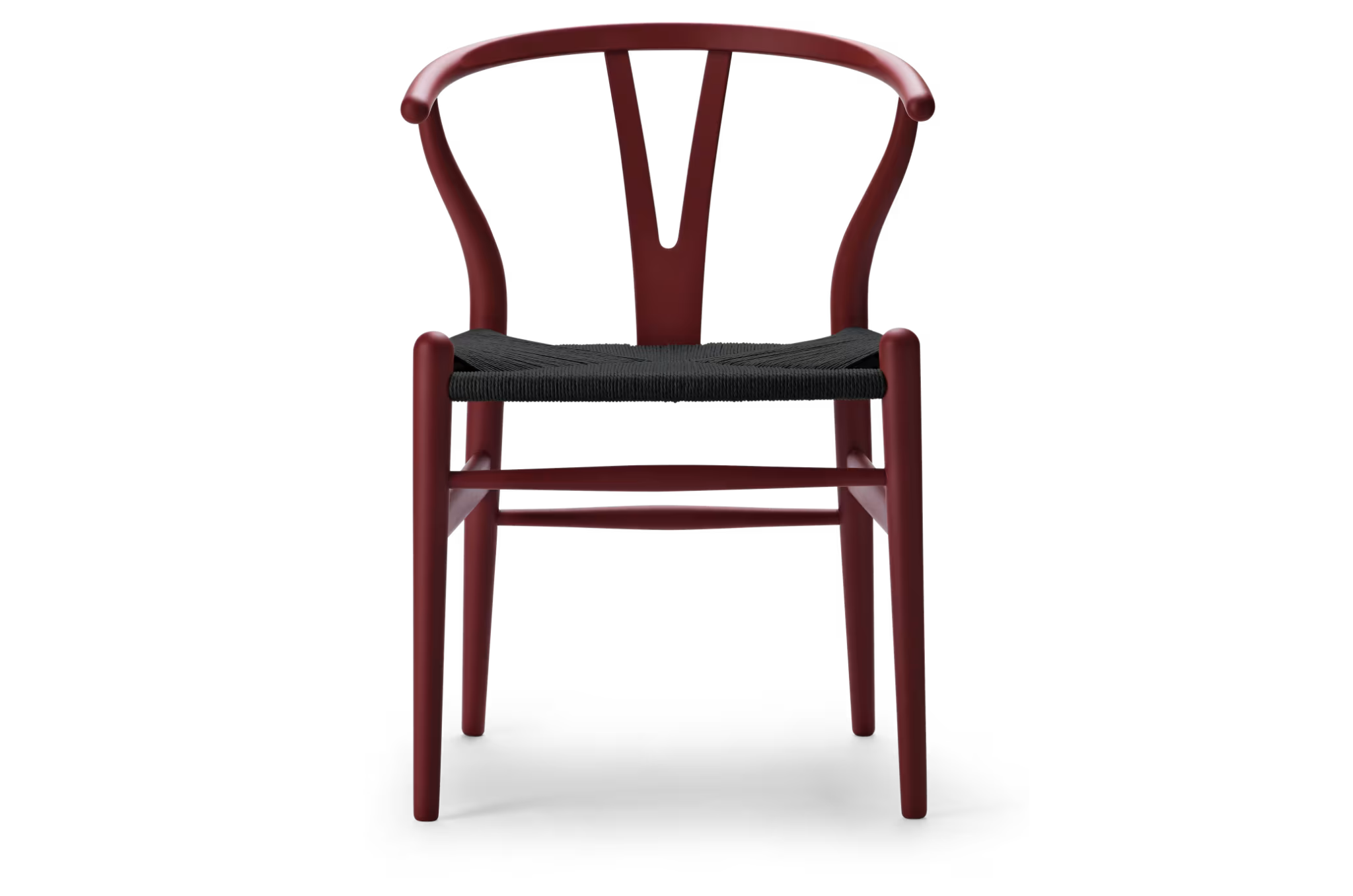 CH24 Wishbone stoel in Soft Red Brown met zwart papercord