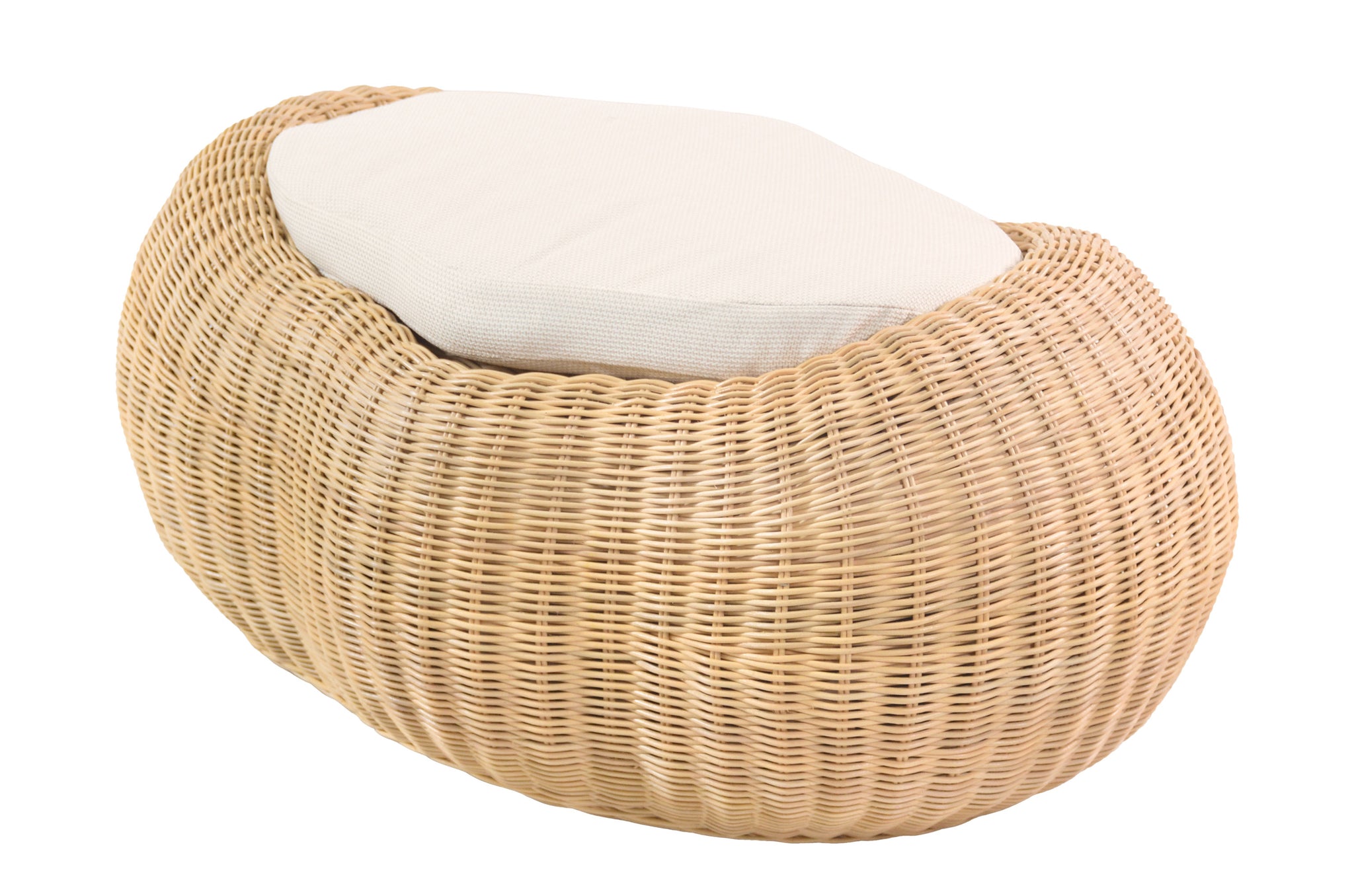 Ronde rotan poef Cloud met organische vorm