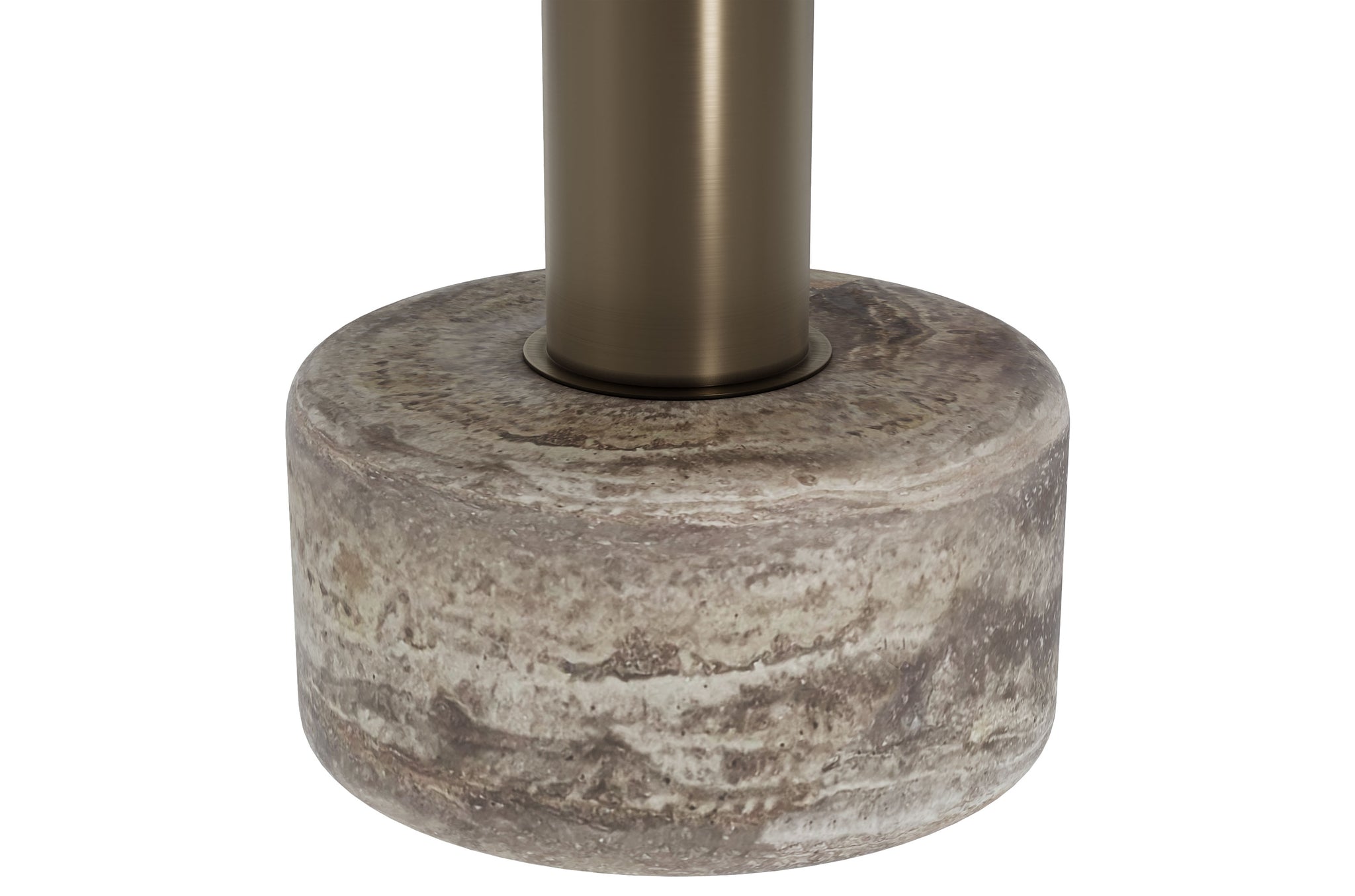 Cooper salontafel in grijs travertijn op bronzen metalen basis