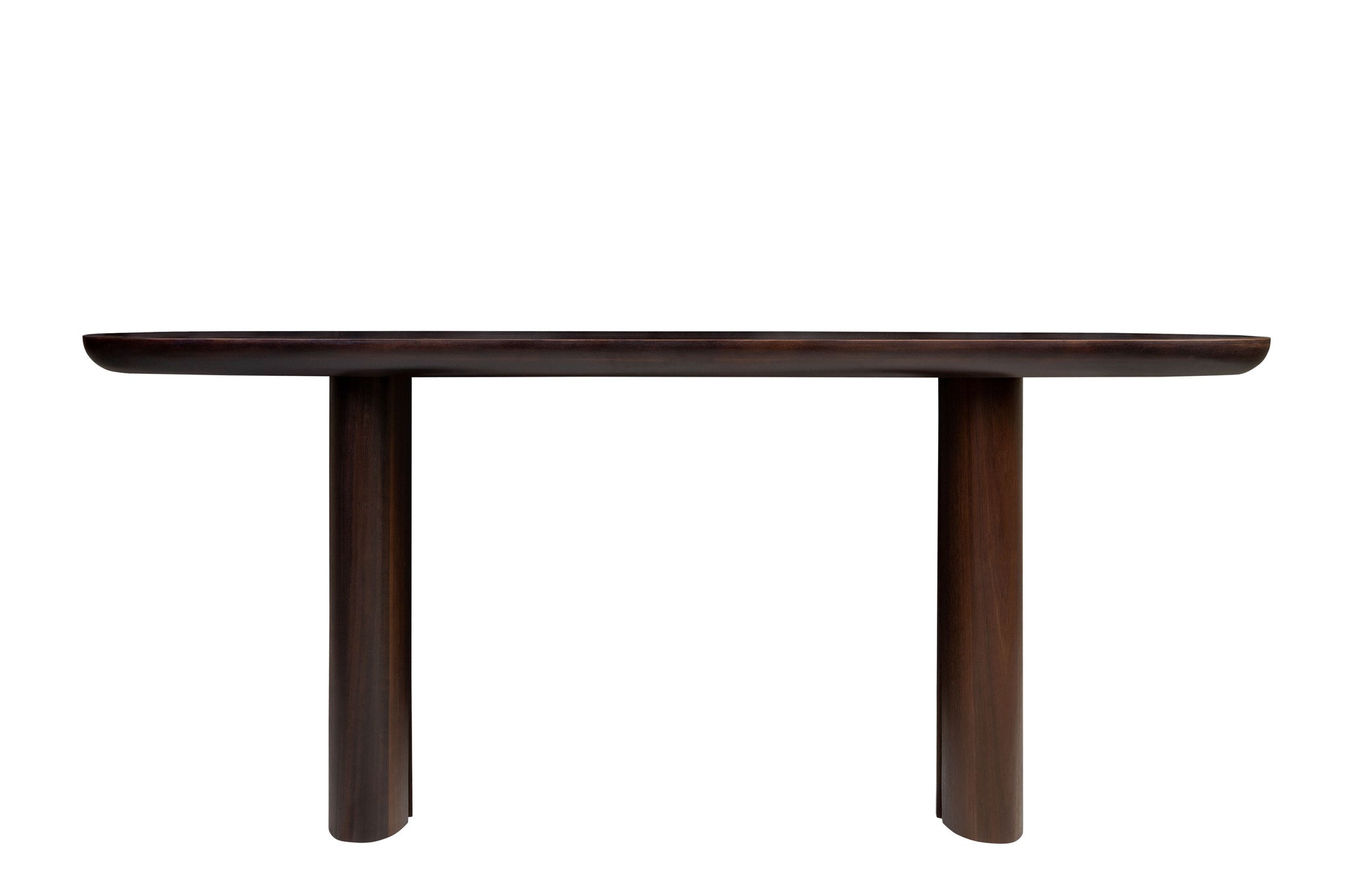 Design consoletafel in donkerbruin eucalyptusfineer met natuurlijke nerfstructuur – Durban