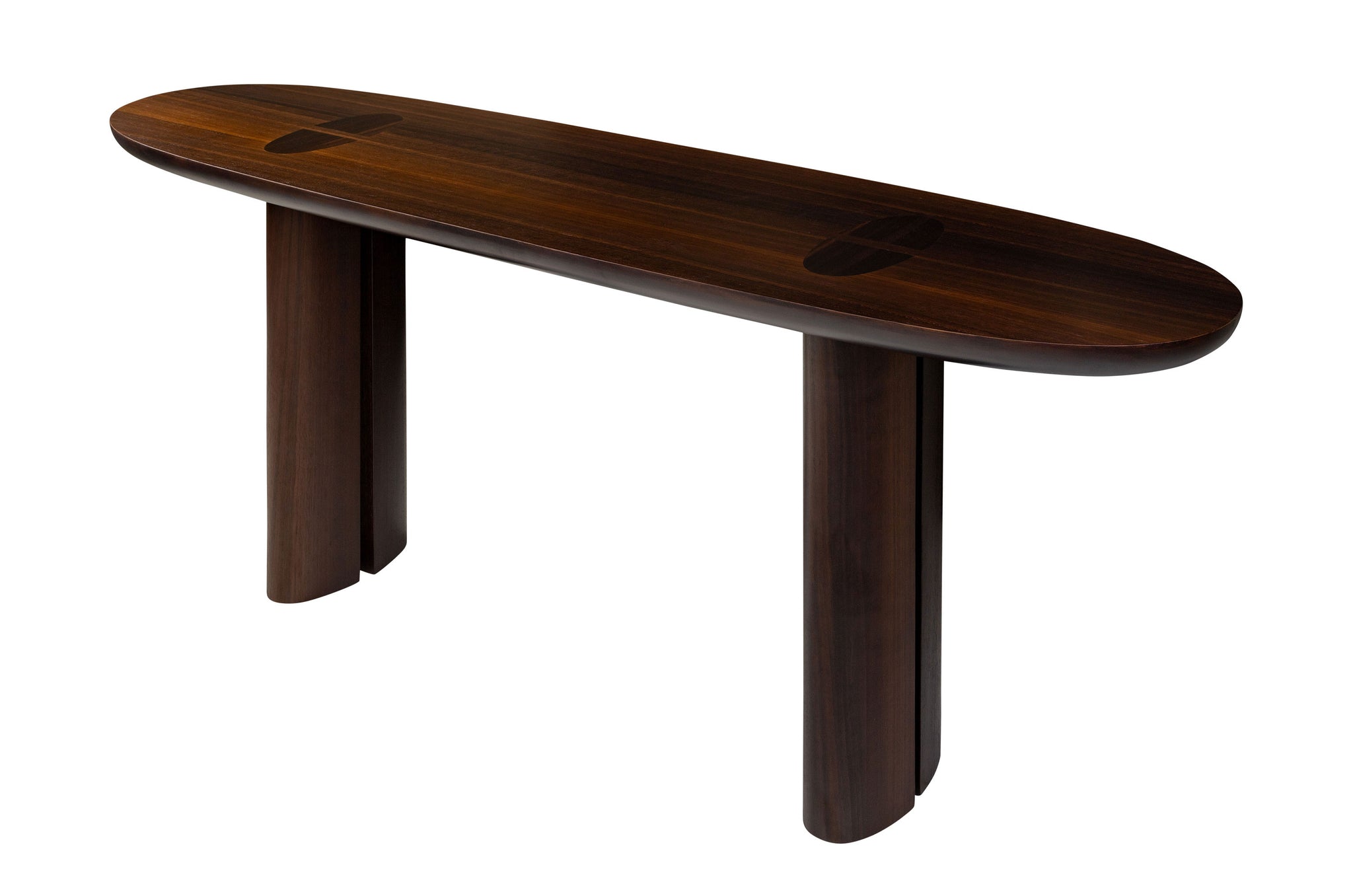 Houten consoletafel met ovale vormen en beschermende PU-toplaag, Versmissen Durban