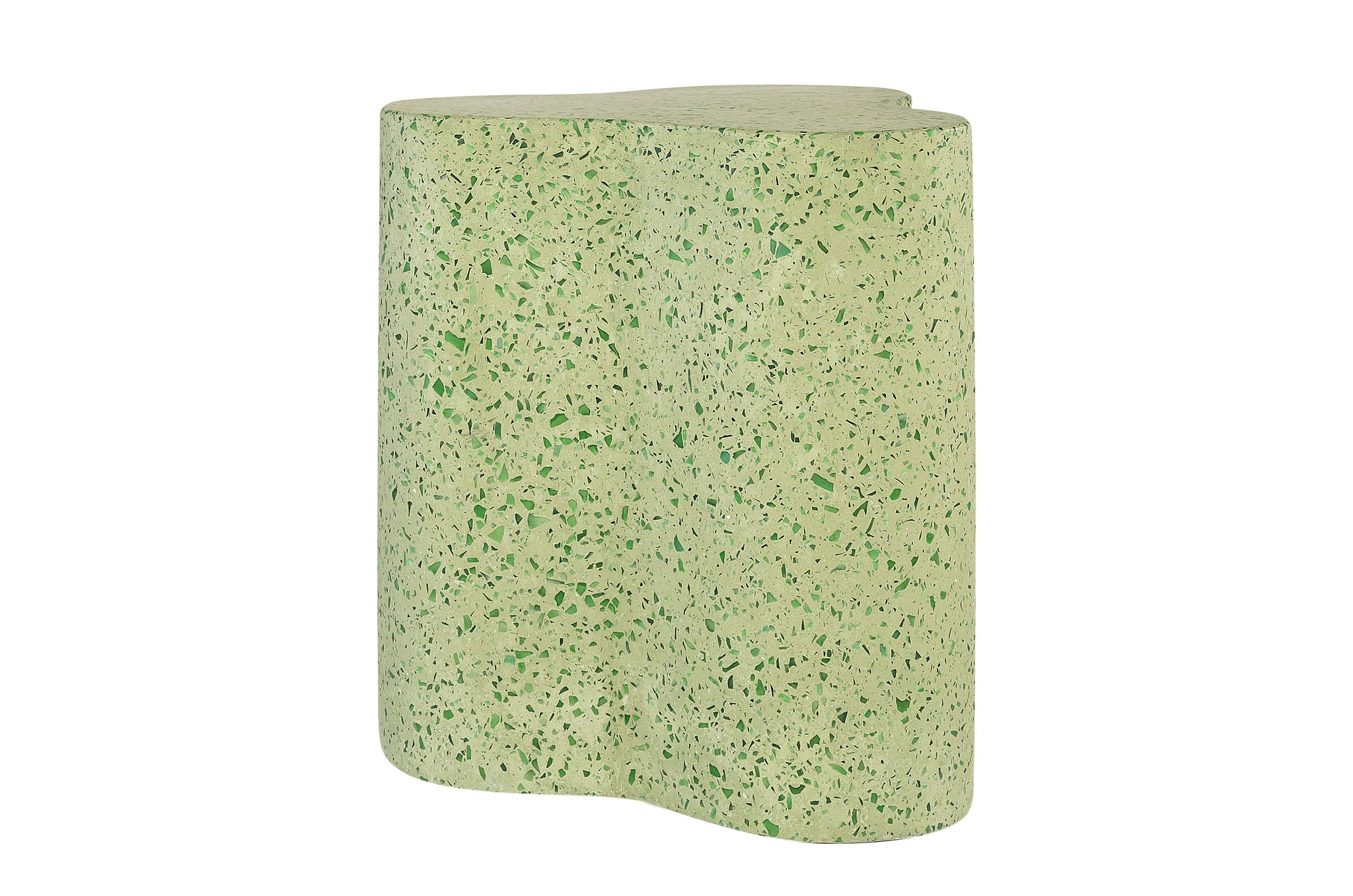 Groene terrazzo bijzettafel Freddy – uniek design met speelse vormen.