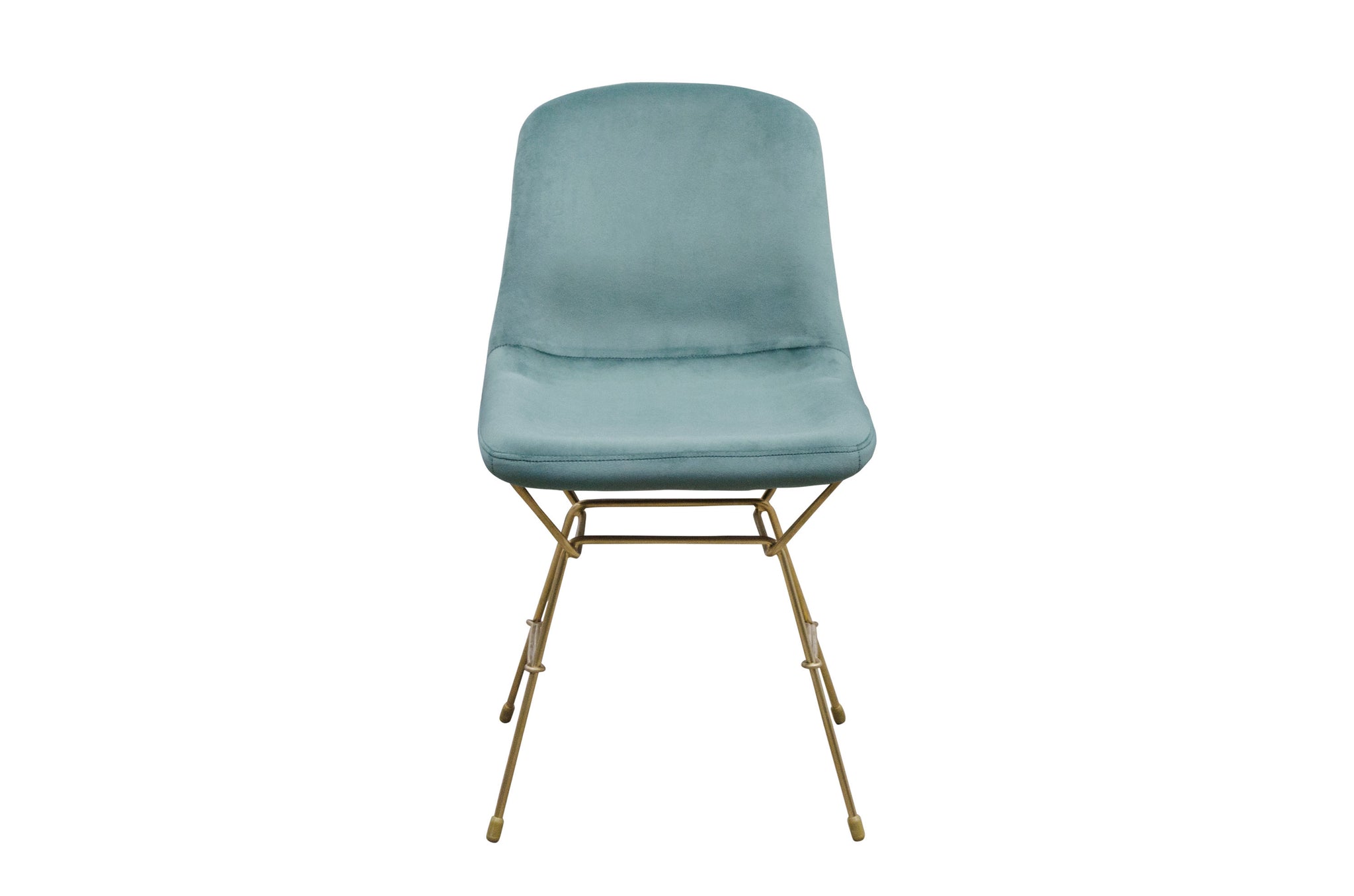 Moderne eetkamerstoel in leaf velvet met slank RVS onderstel.