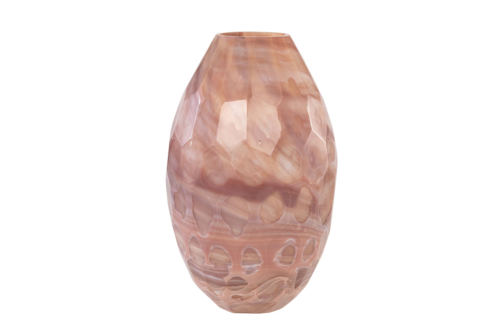 Mondgeblazen glazenvaas in Lavender Jasper met warme paarstinten