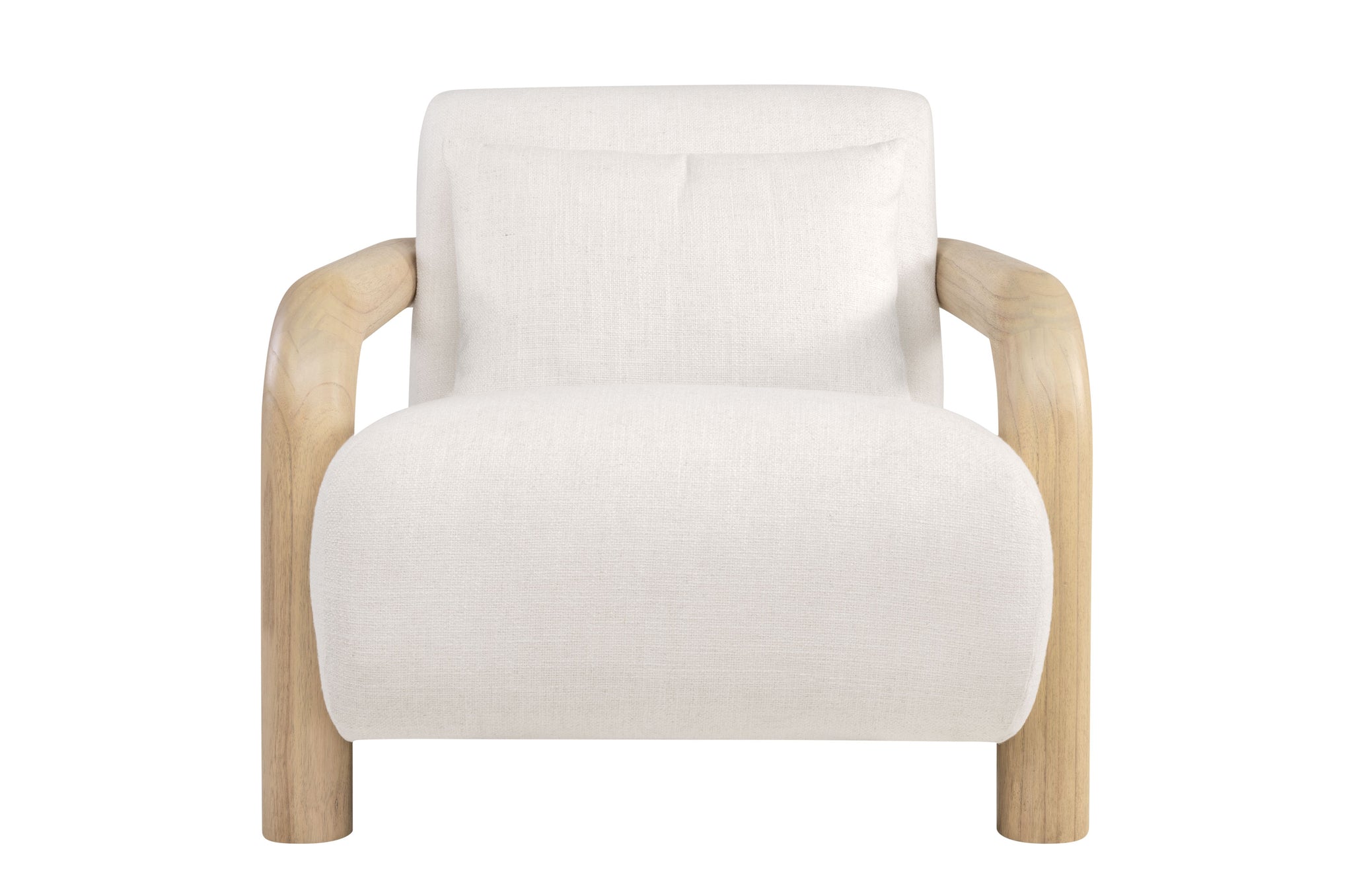 Goma stoel met zachte off-white bekleding en organisch houten design
