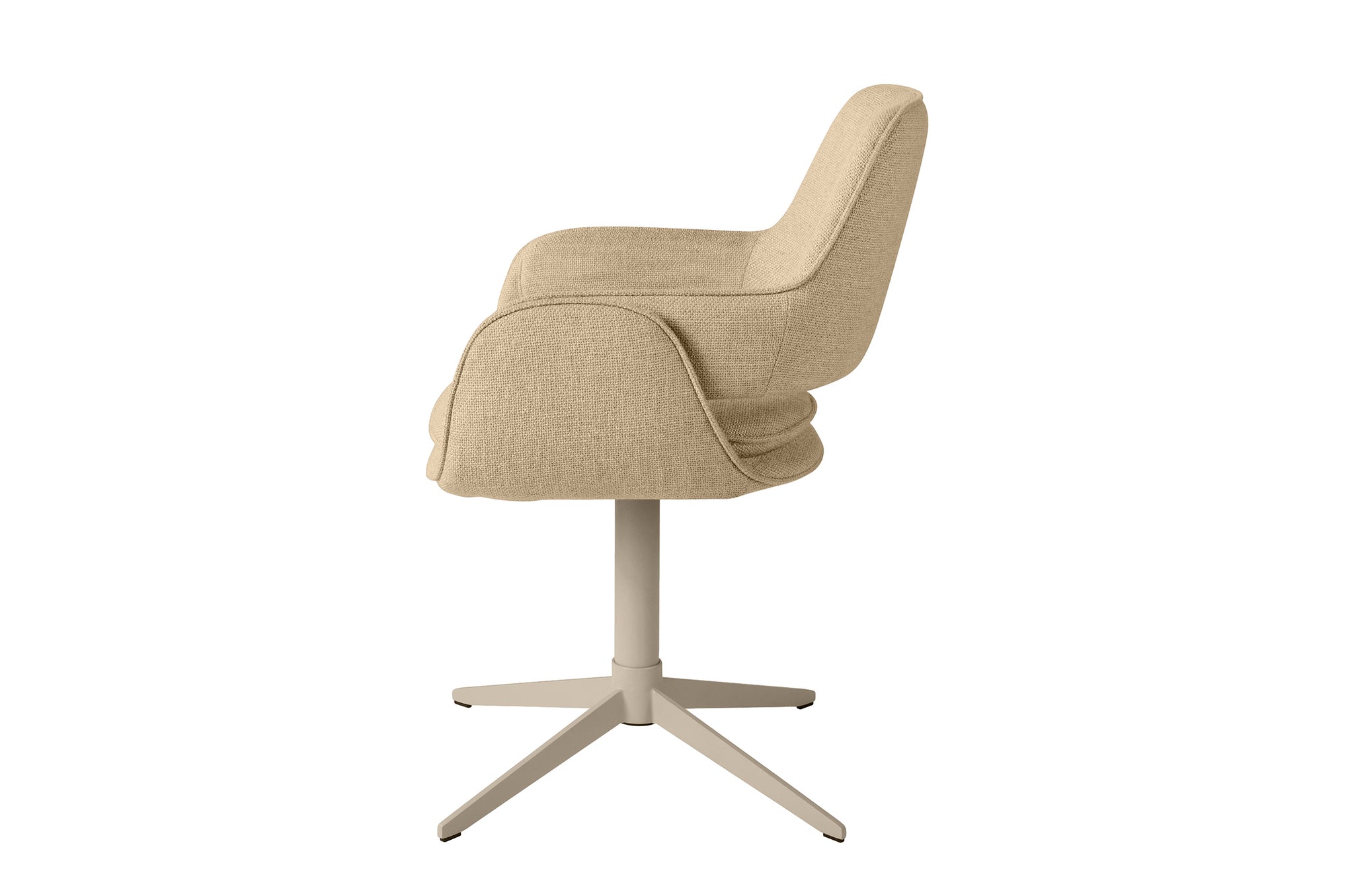 Harvey eetkamerstoel in beige tint met stalen onderstel en comfortabele kuipzitting