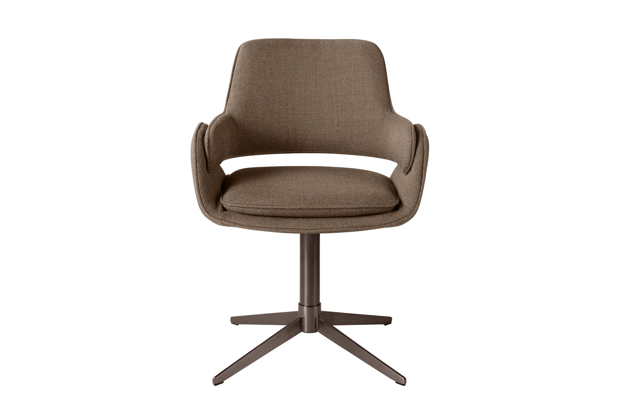 Harvey eetkamerstoel in taupe Bermuda-stof met bronzen voet