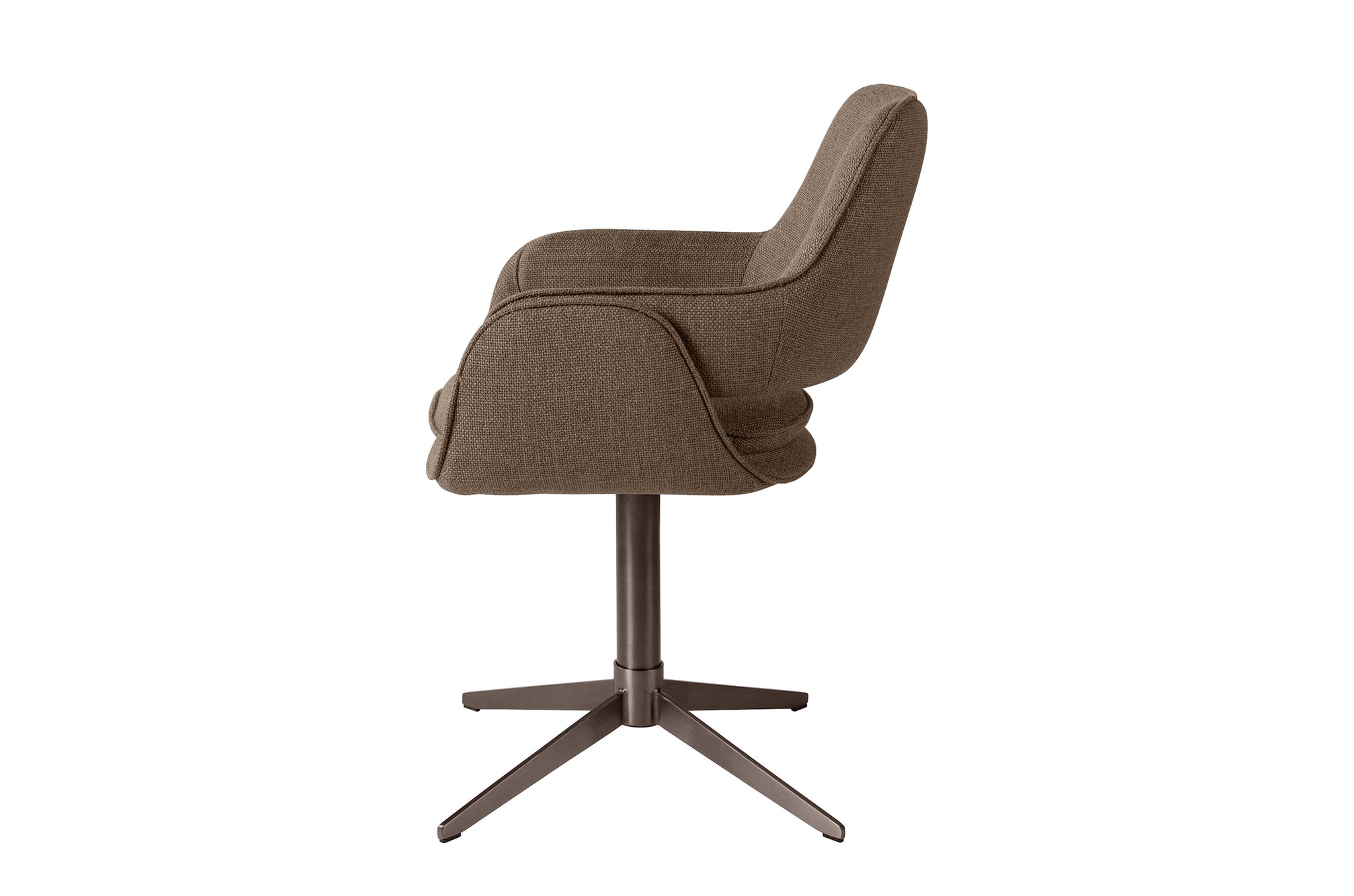 Moderne stoel Harvey – Bermuda 03 bekleding en brushed bronze metalen onderstel