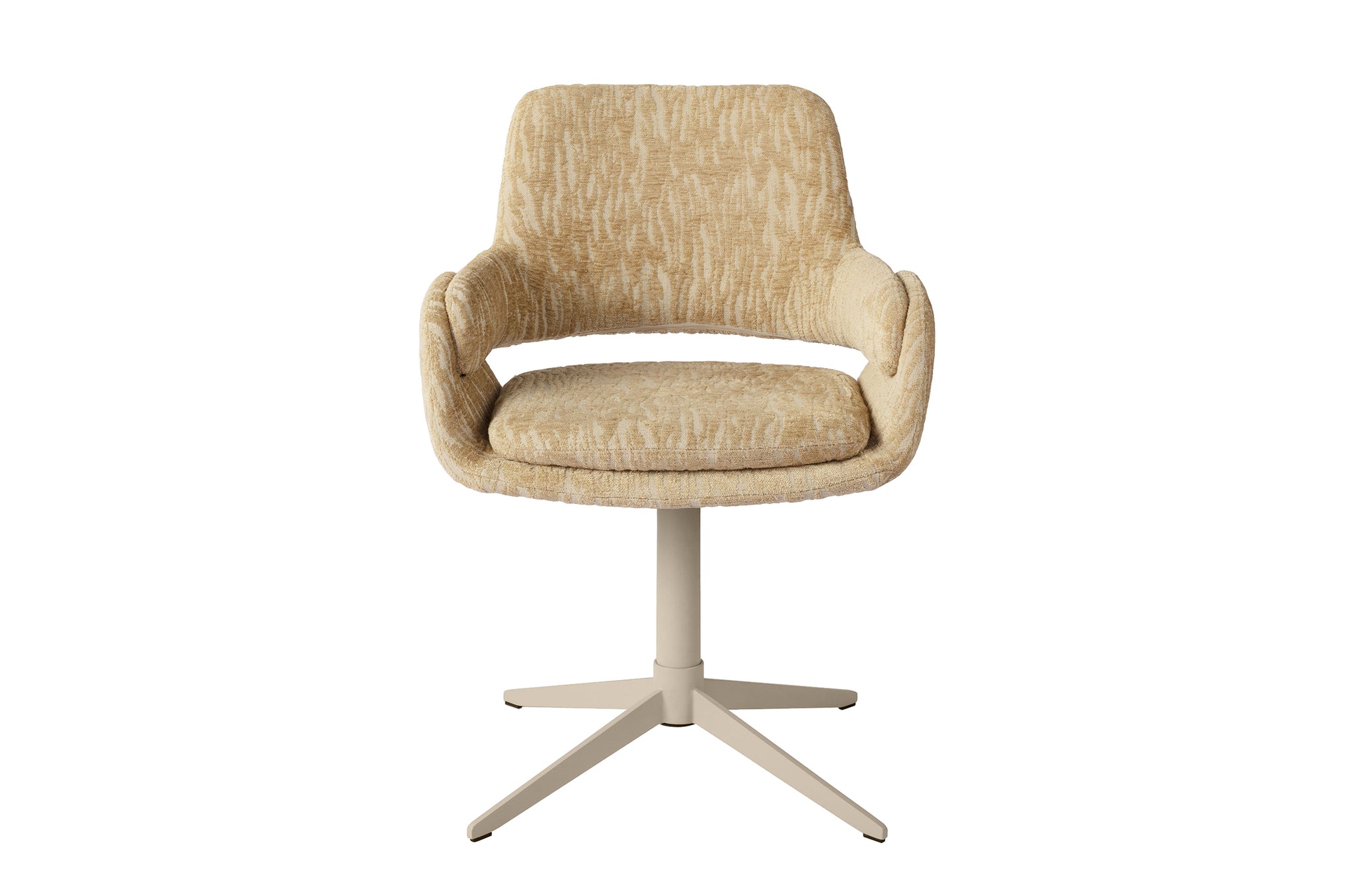 Harvey eetkamerstoel in Mura 04 bekleding en beige gepoedercoat staal