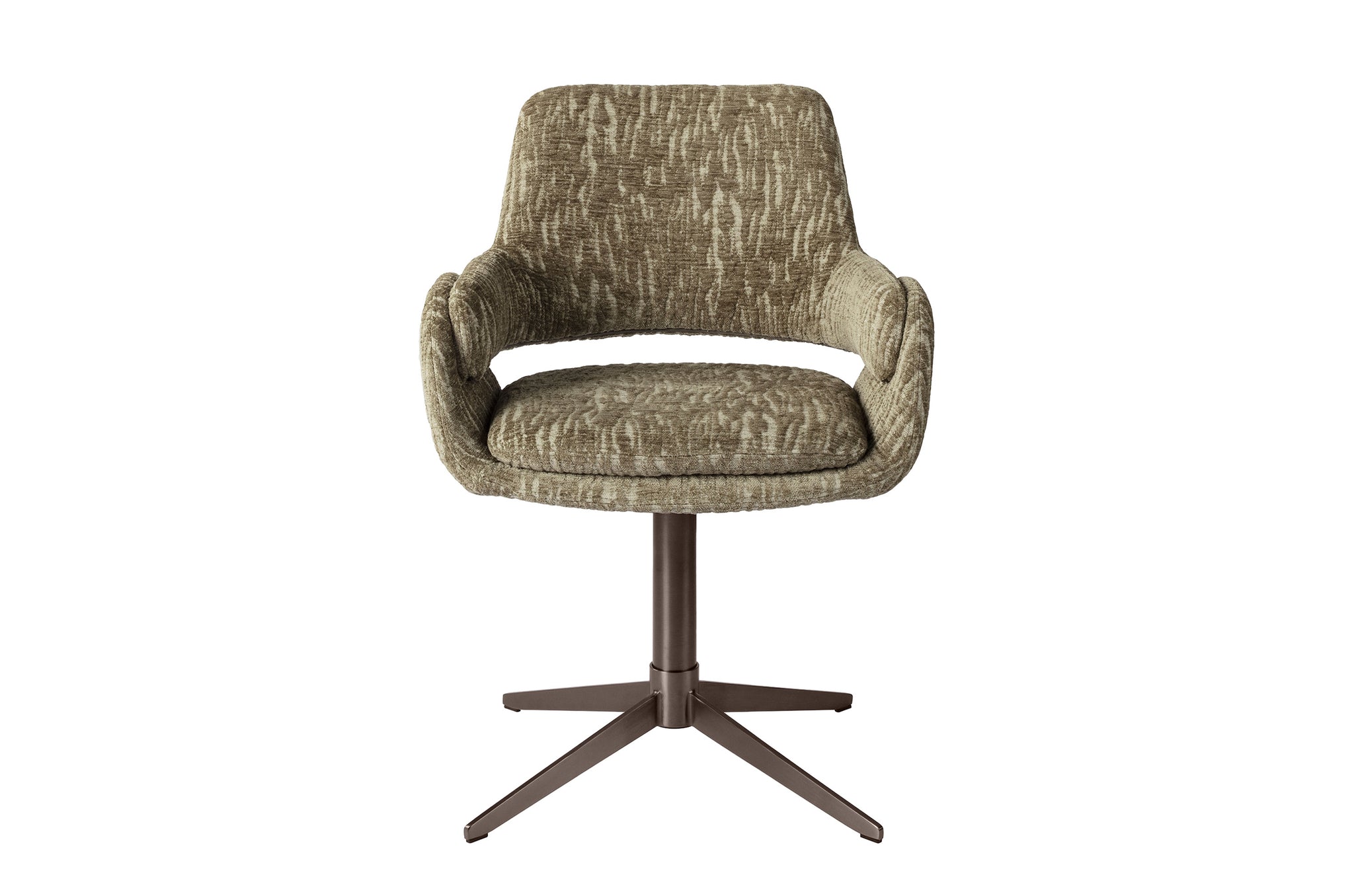 Harvey eetkamerstoel in Mura 05 bekleding en brons afgewerkt stalen frame