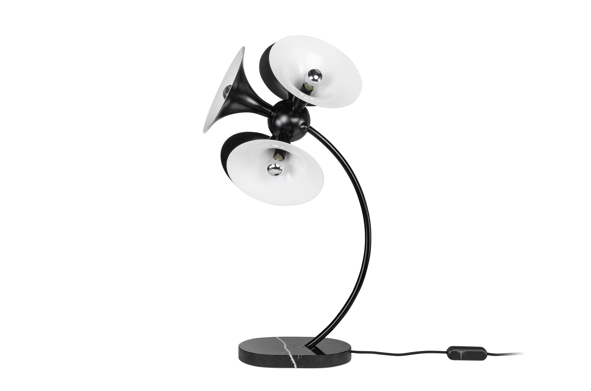 Tafellamp Jazz van Versmissen in zwart aluminium met witte marmeren voet