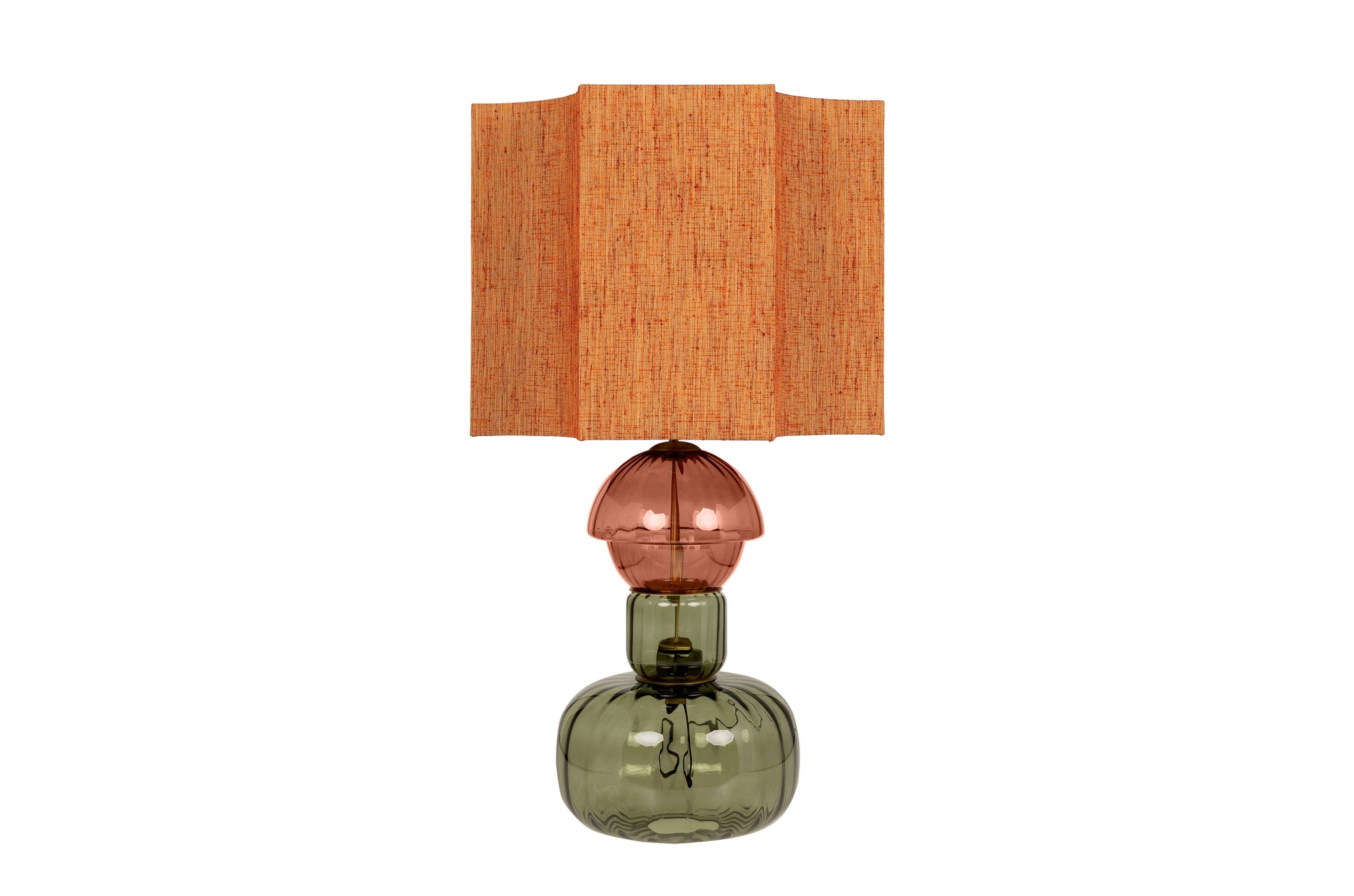 Tafellamp Josephine – Shade 81 van Versmissen met oranjebruine kap en gekleurd glas