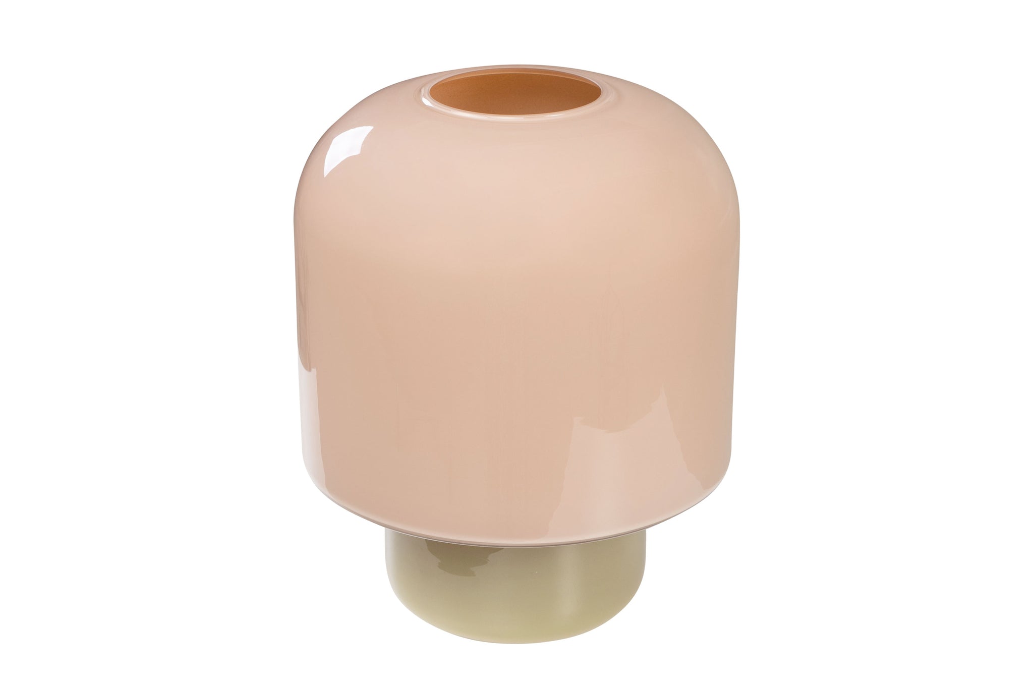 Detail van glazen tafellamp Kasumi Tall met afgeronde vorm en warme tinten