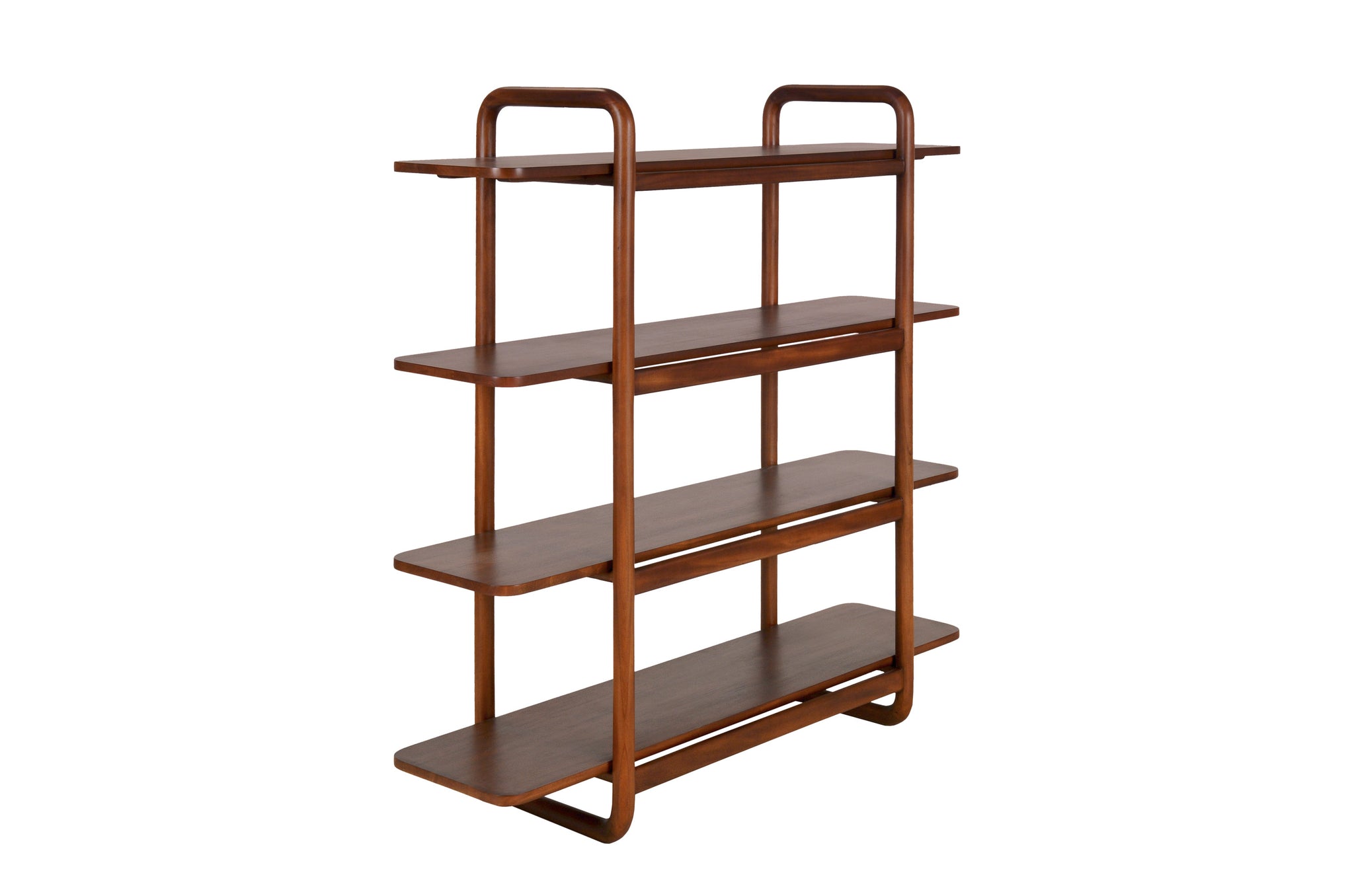 Vrijstaand of tegen de wand te plaatsen rek van mahoniehout – Wandrek Khami 140 van Versmissen.