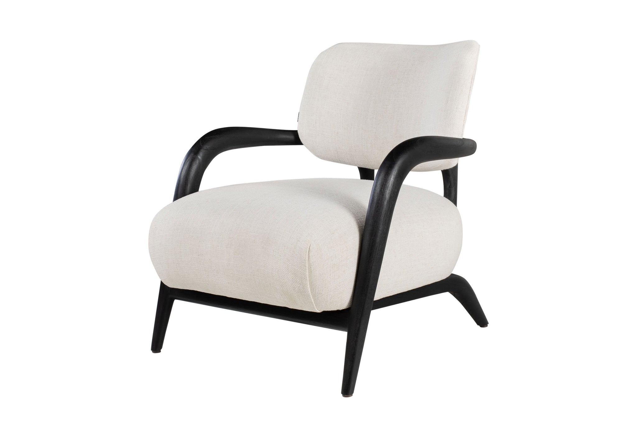 Moderne loungefauteuil met gebogen armleuningen en zachte kussens