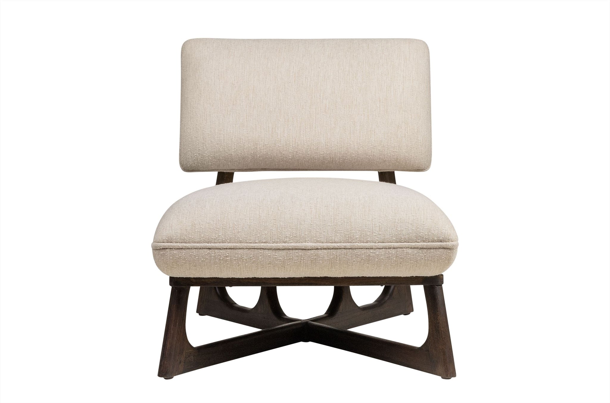 Fauteuil Londa met Sesam-stof en mindihouten frame