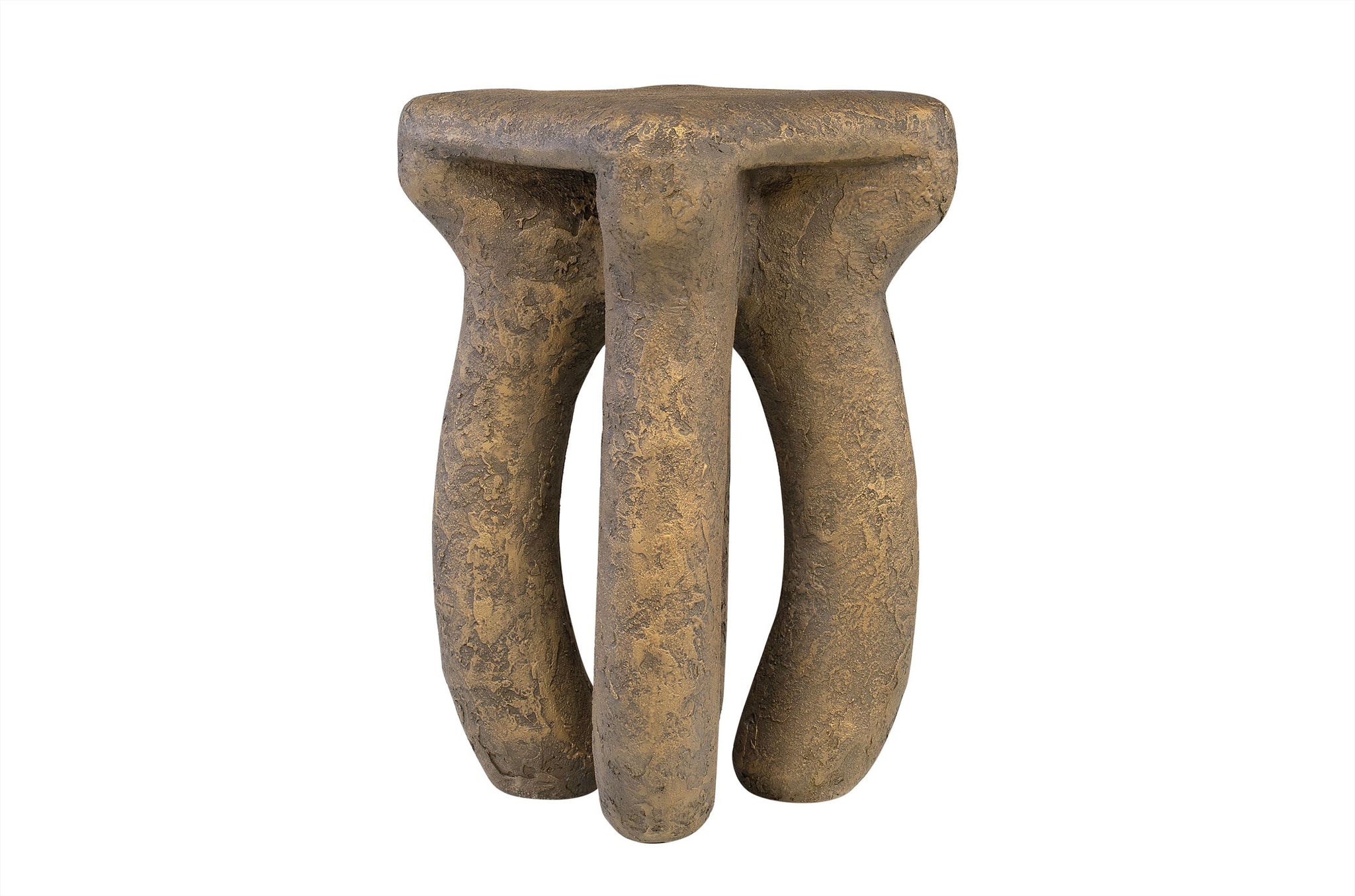 Design bijzettafel van glasvezelversterkt polyester in bronzen afwerking.