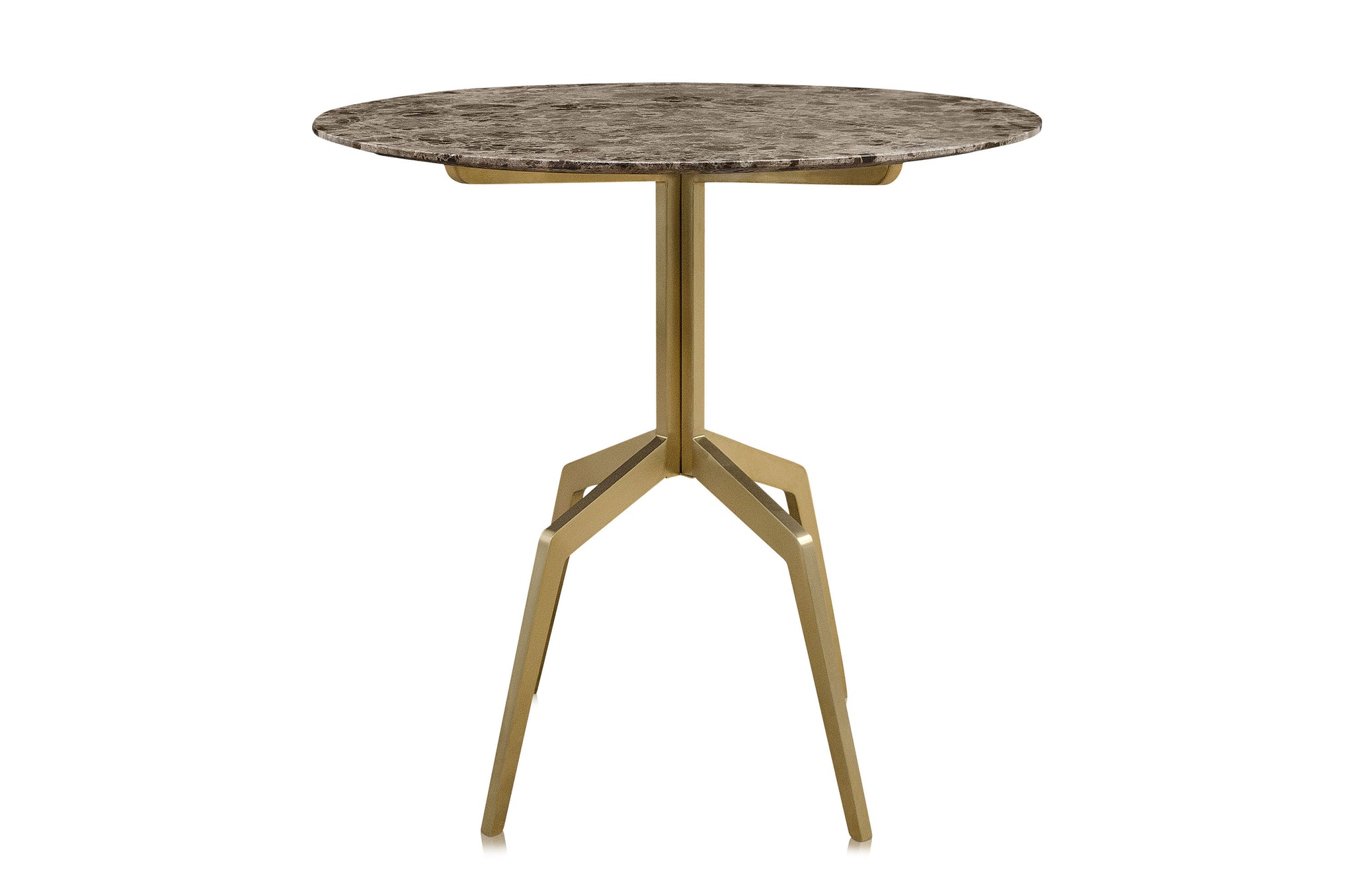 Ronde eettafel met bruin marmer en gouden poten – Razor Small