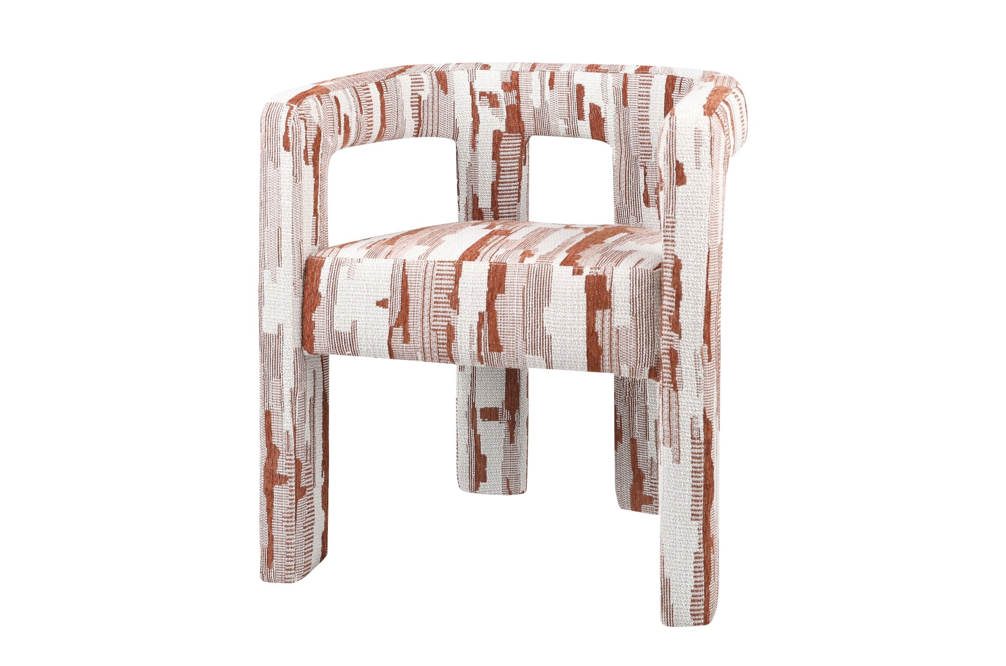 Design eetkamerstoel Madison bekleed in Terra patroonstof — moderne ronde vormen