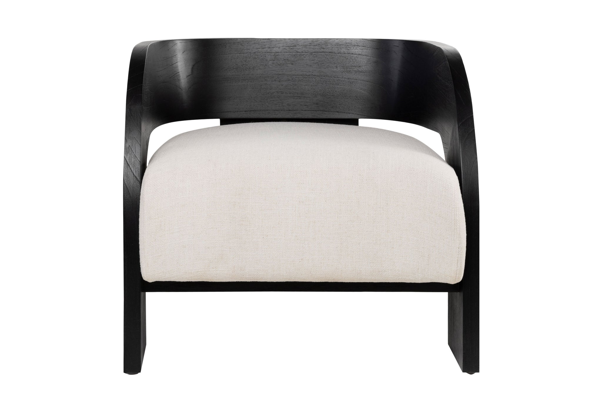 Design loungestoel met lichte stoffering en zwart mindihout