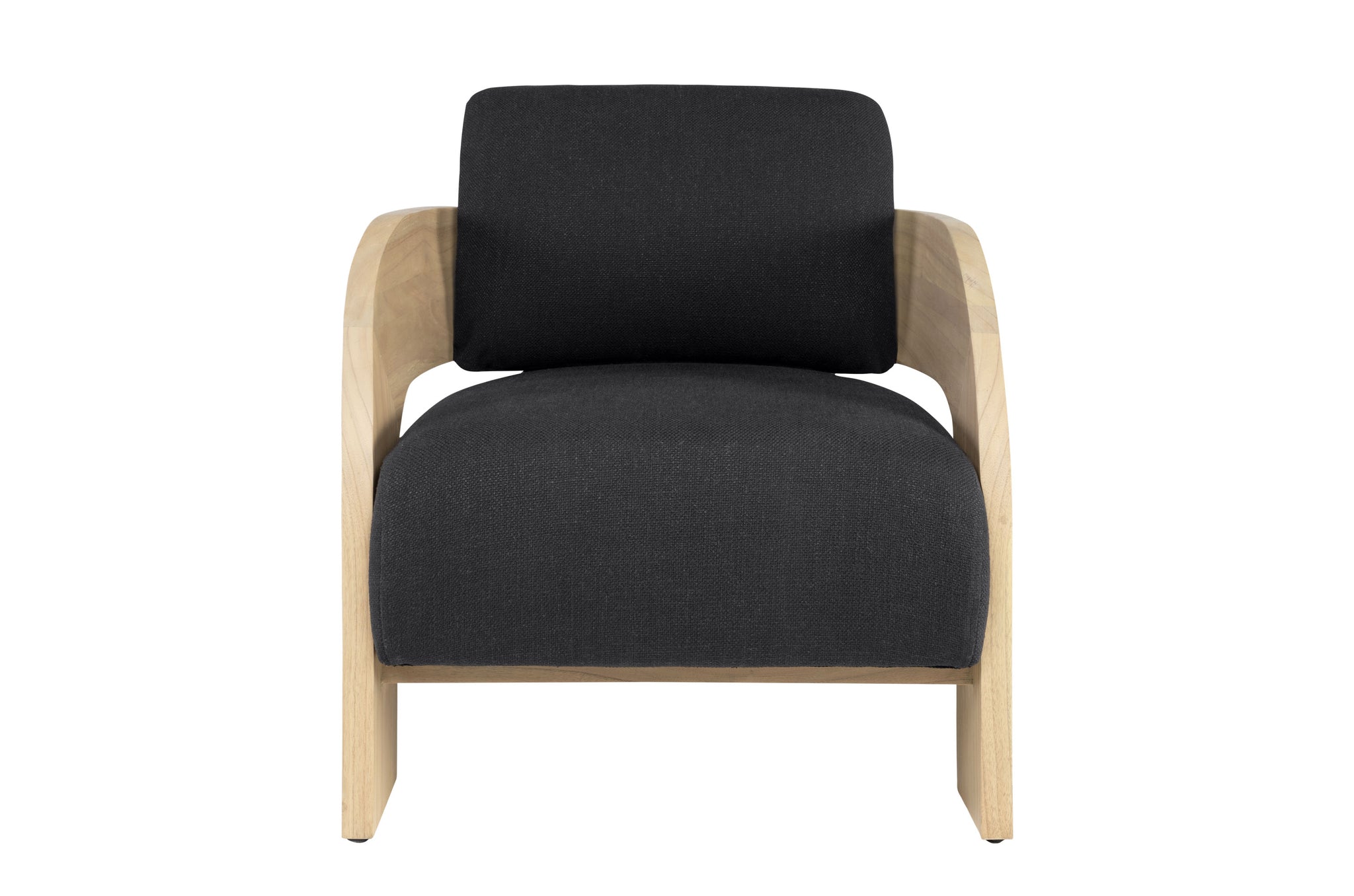 Fauteuil Maravi in off black met licht mindihouten frame
