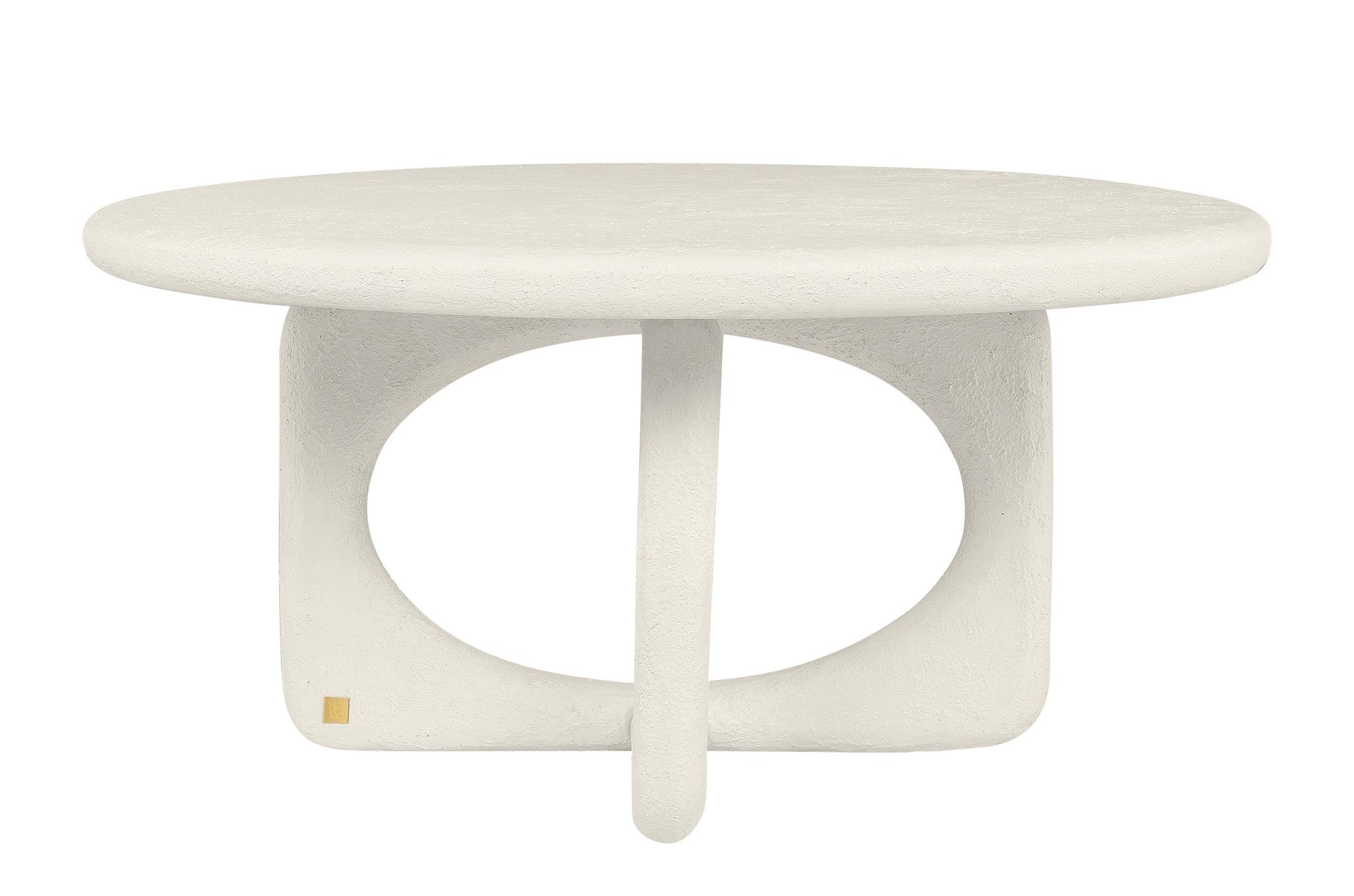 Ronde design salontafel van GRP in zachte witte tint