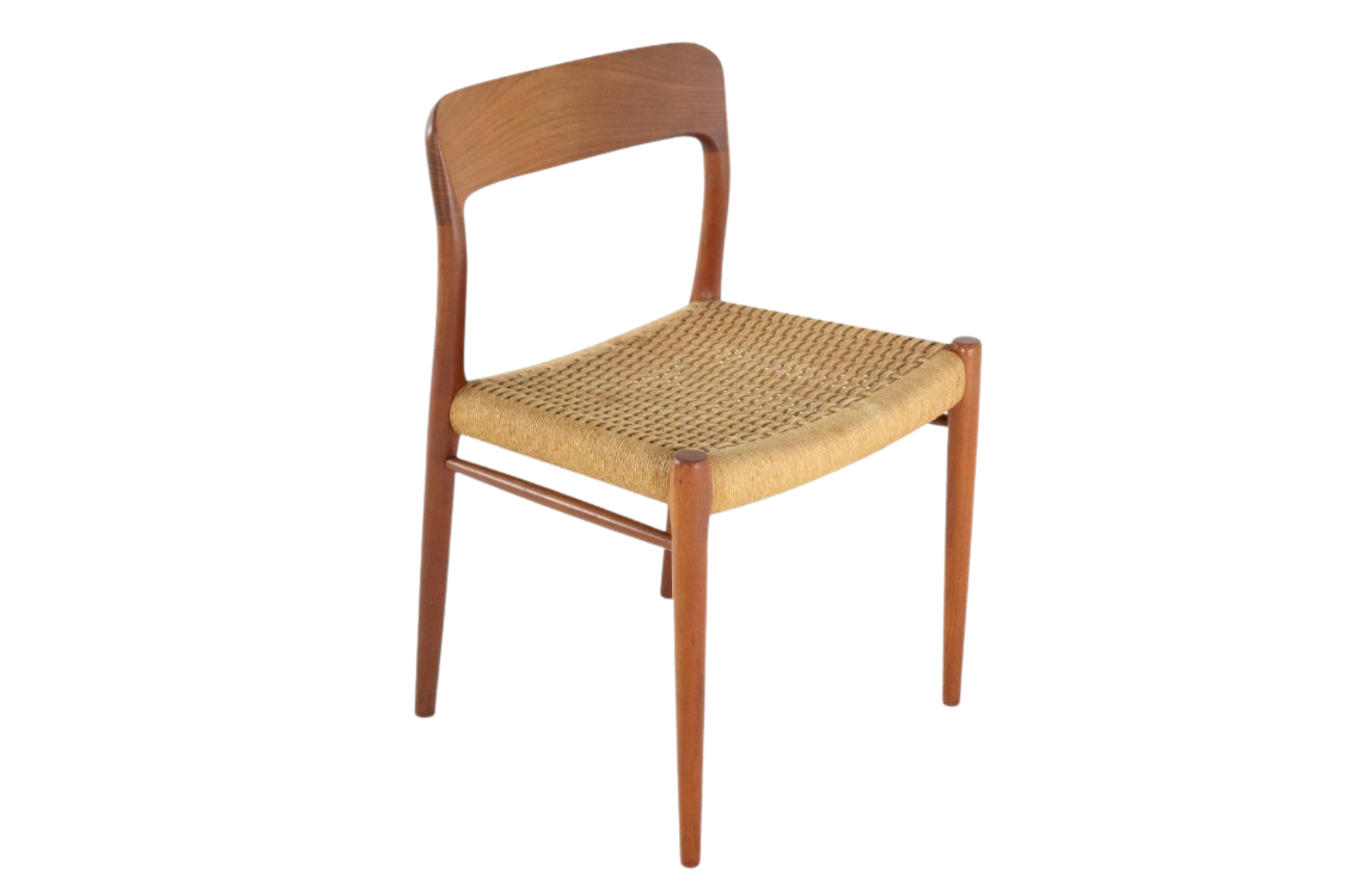 Deense designstoel Model 75 met gevlochten zitting