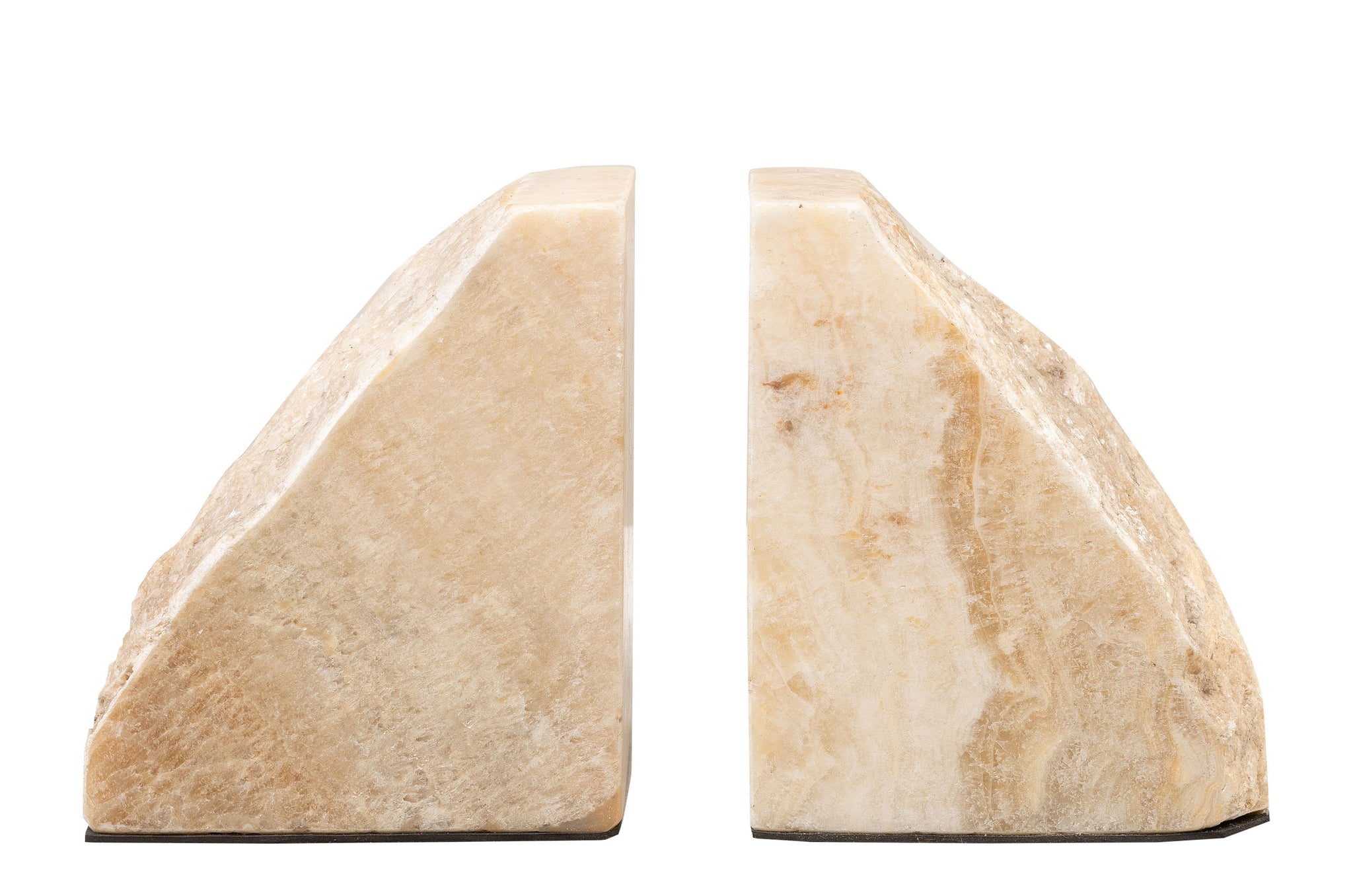 Set onyx boeksteunen in crème- en honingkleur.