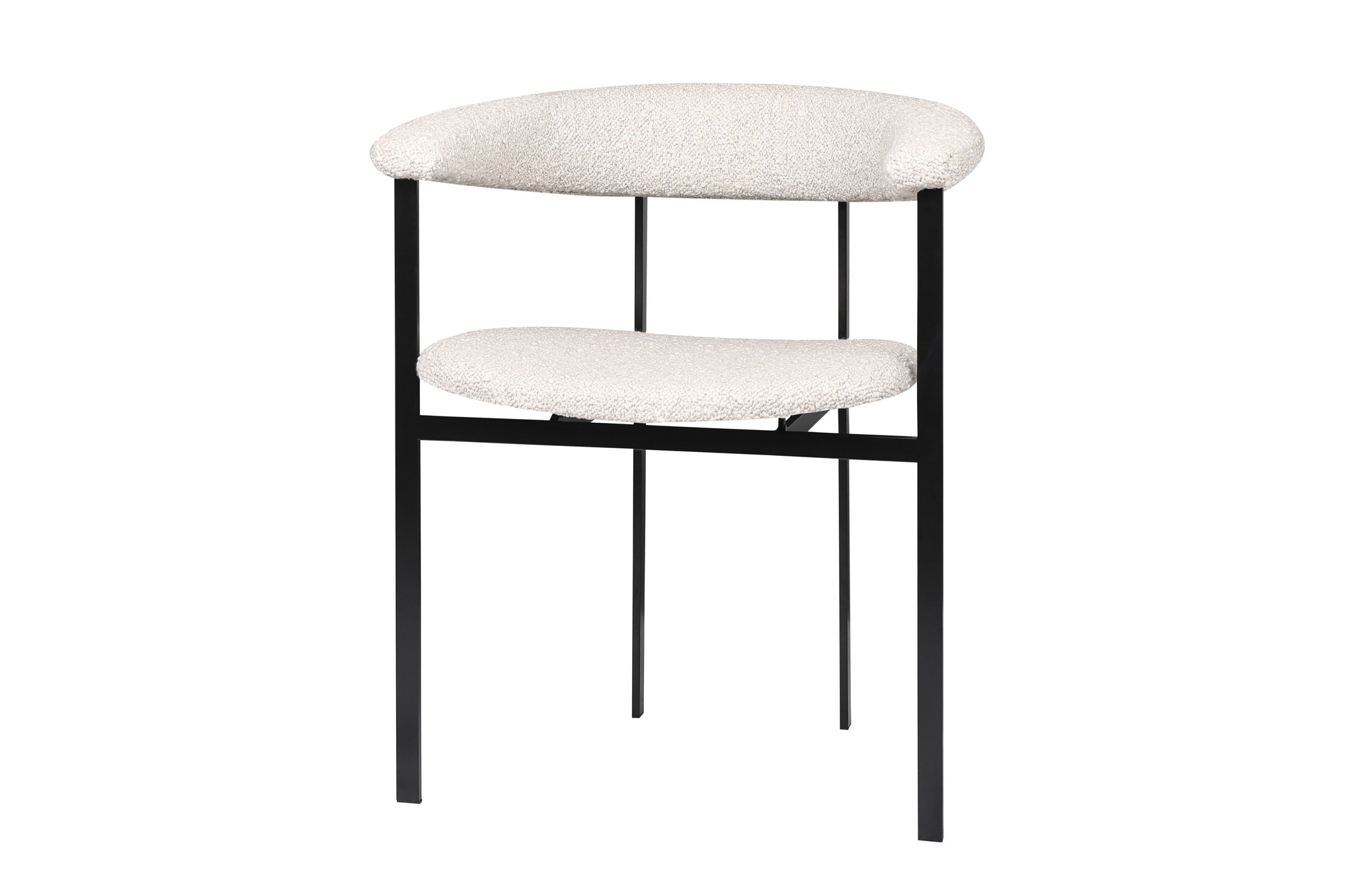 Eetkamerstoel Portobello in Knot Sand-stof met zwart stalen frame