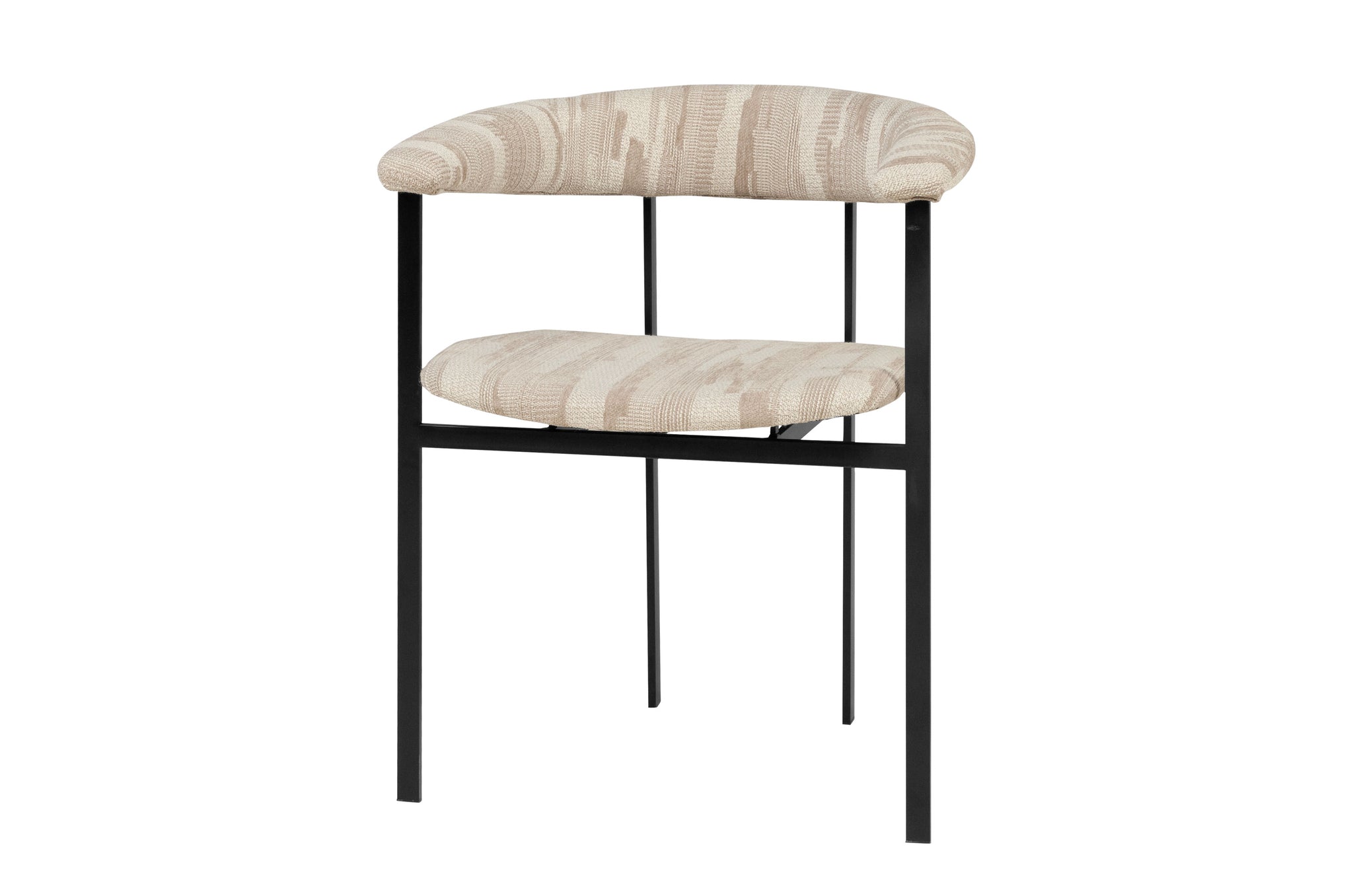 Eetkamerstoel Portobello met Scape Sand-stof en zwart metalen frame