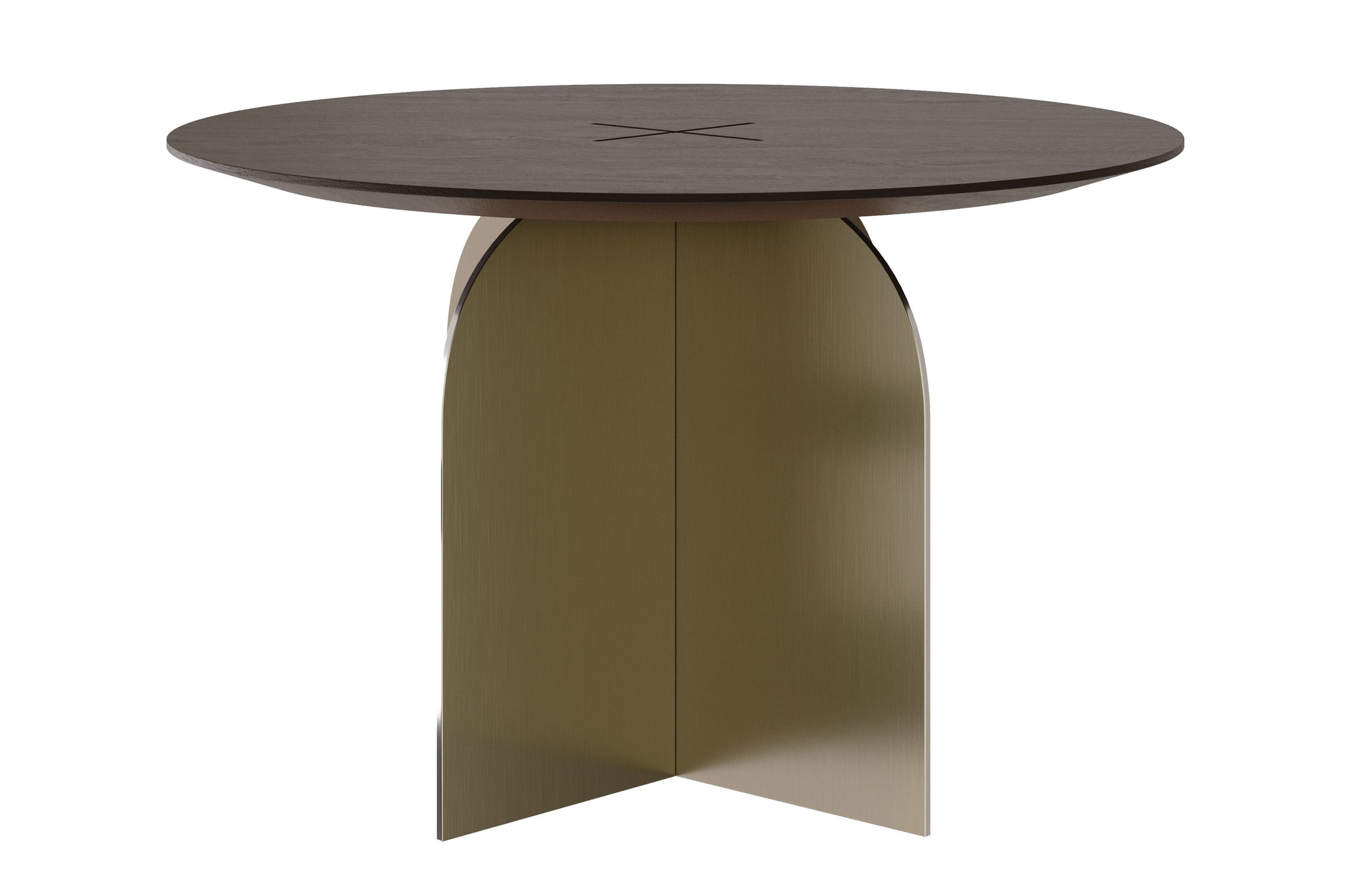 Salontafel Ray met donker eikenfineer en bronzen onderstel