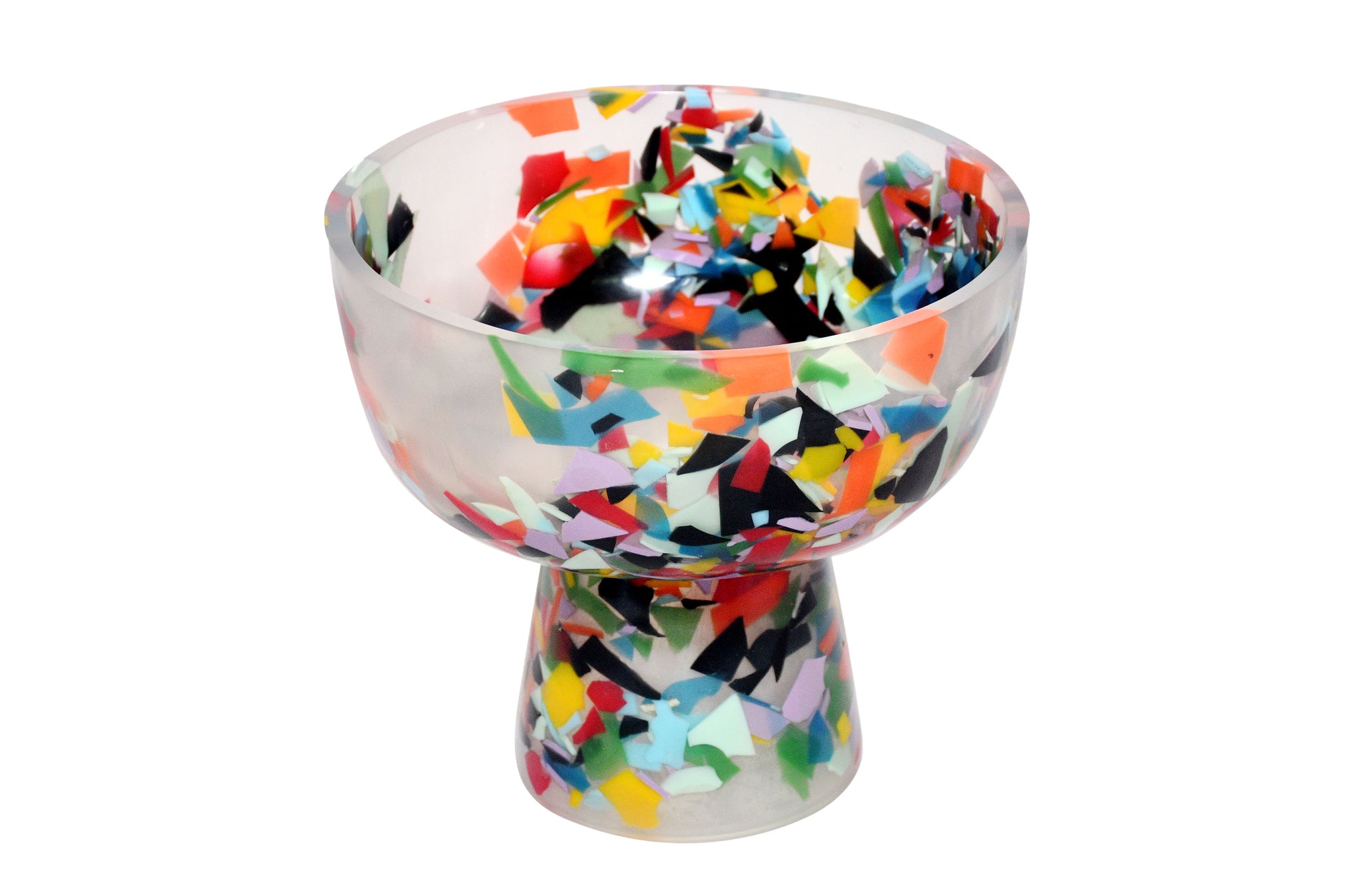 Handgemaakte resin schaal met multicolor confettipatronen