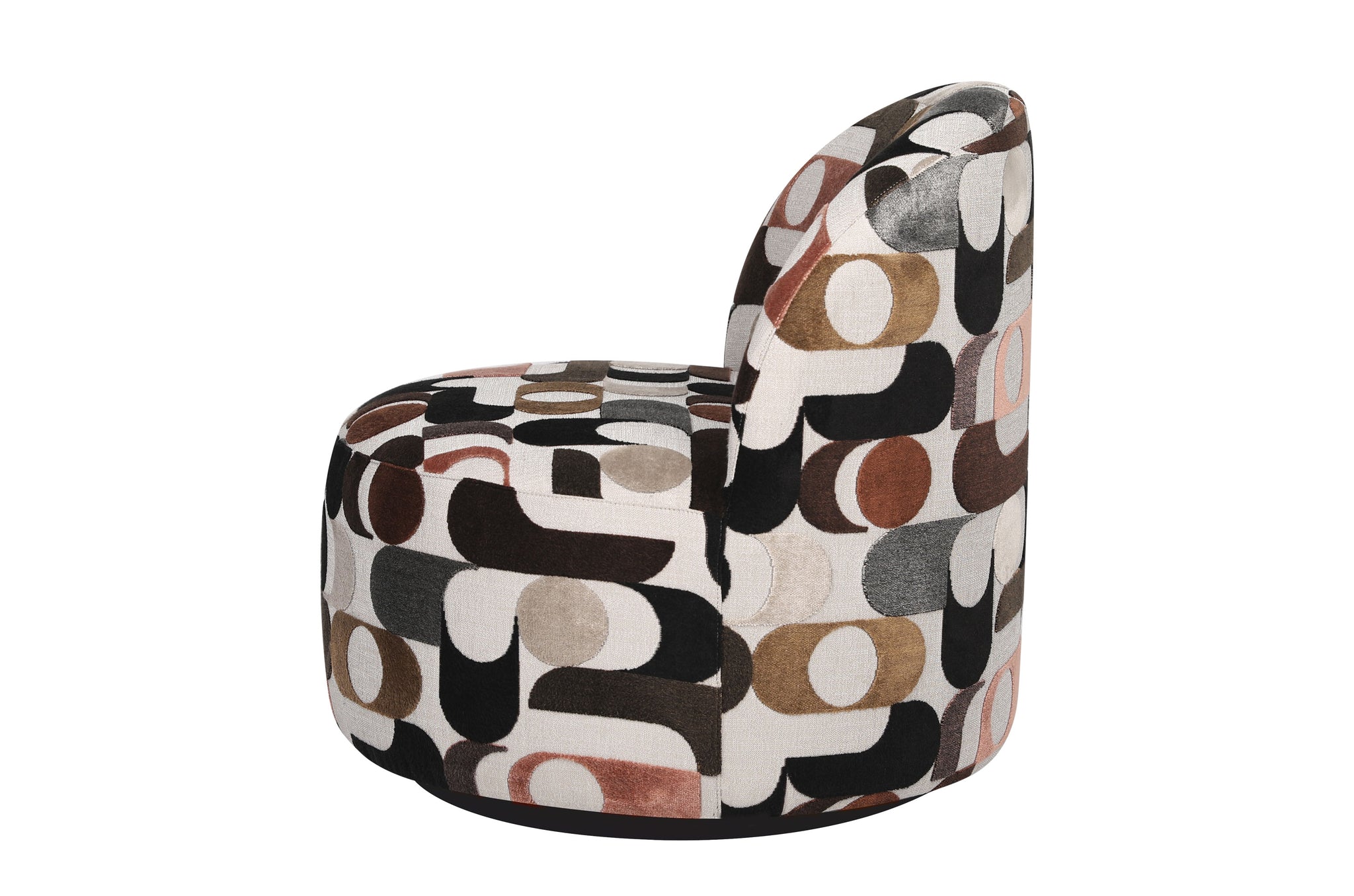 Compacte swivel fauteuil met rockingmechanisme en expressieve Ays-print