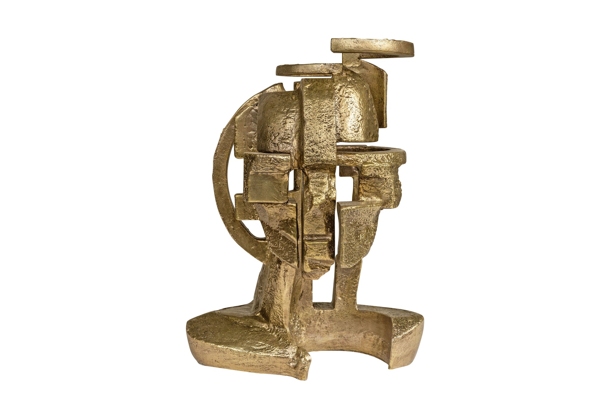 Bronzen aluminium sculptuur met abstracte, gelaagde bustevorm.