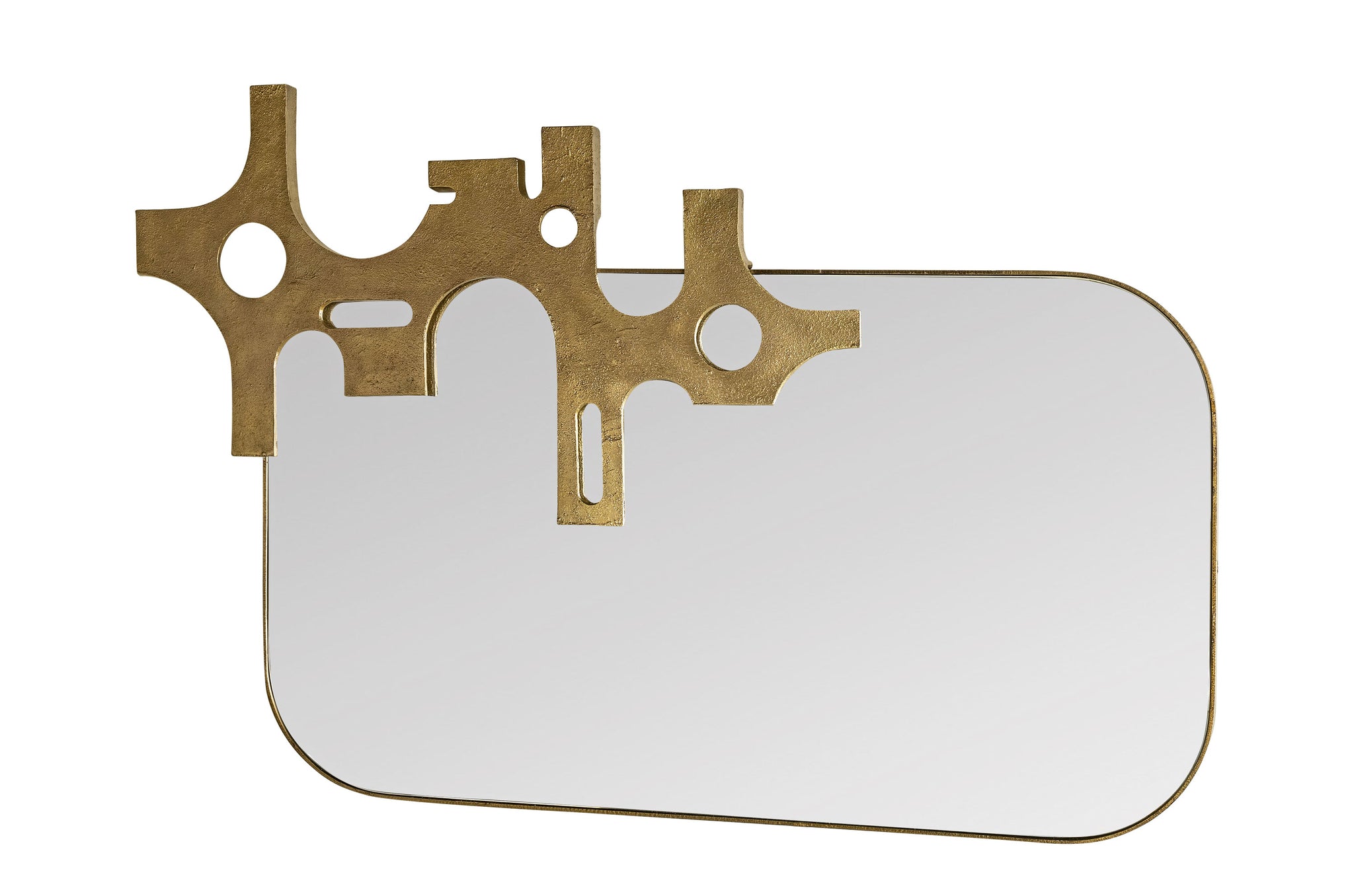 Spiegel Savage in bronze finish met sculpturaal aluminium ontwerp aan de bovenzijde.