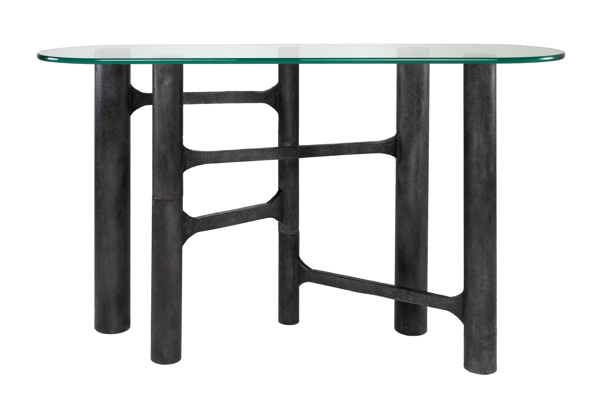 Design consoletafel in Black Antique met transparant blad