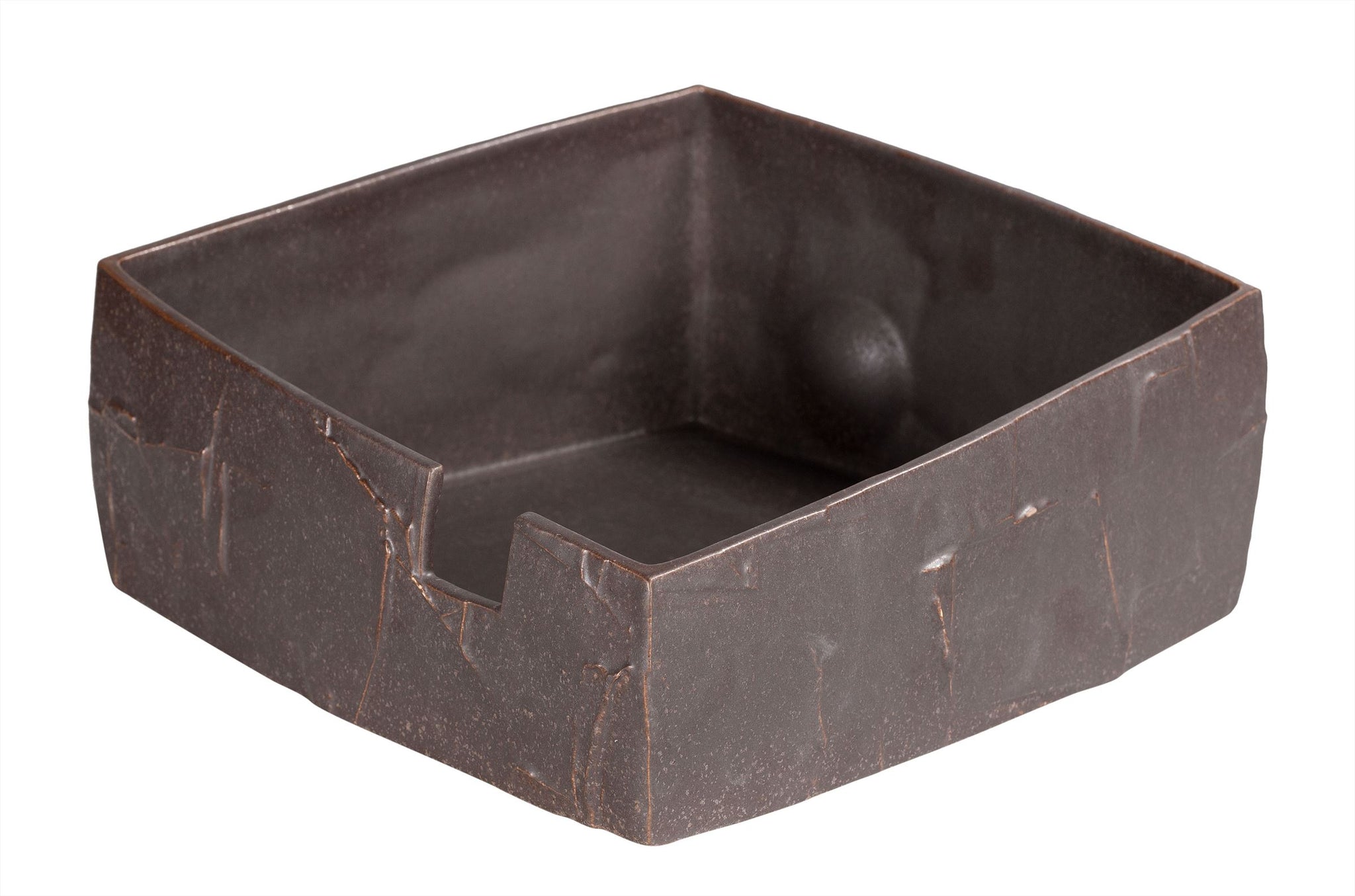 Vierkante handgemaakte schaal 28×28 cm met organische breuklijnen