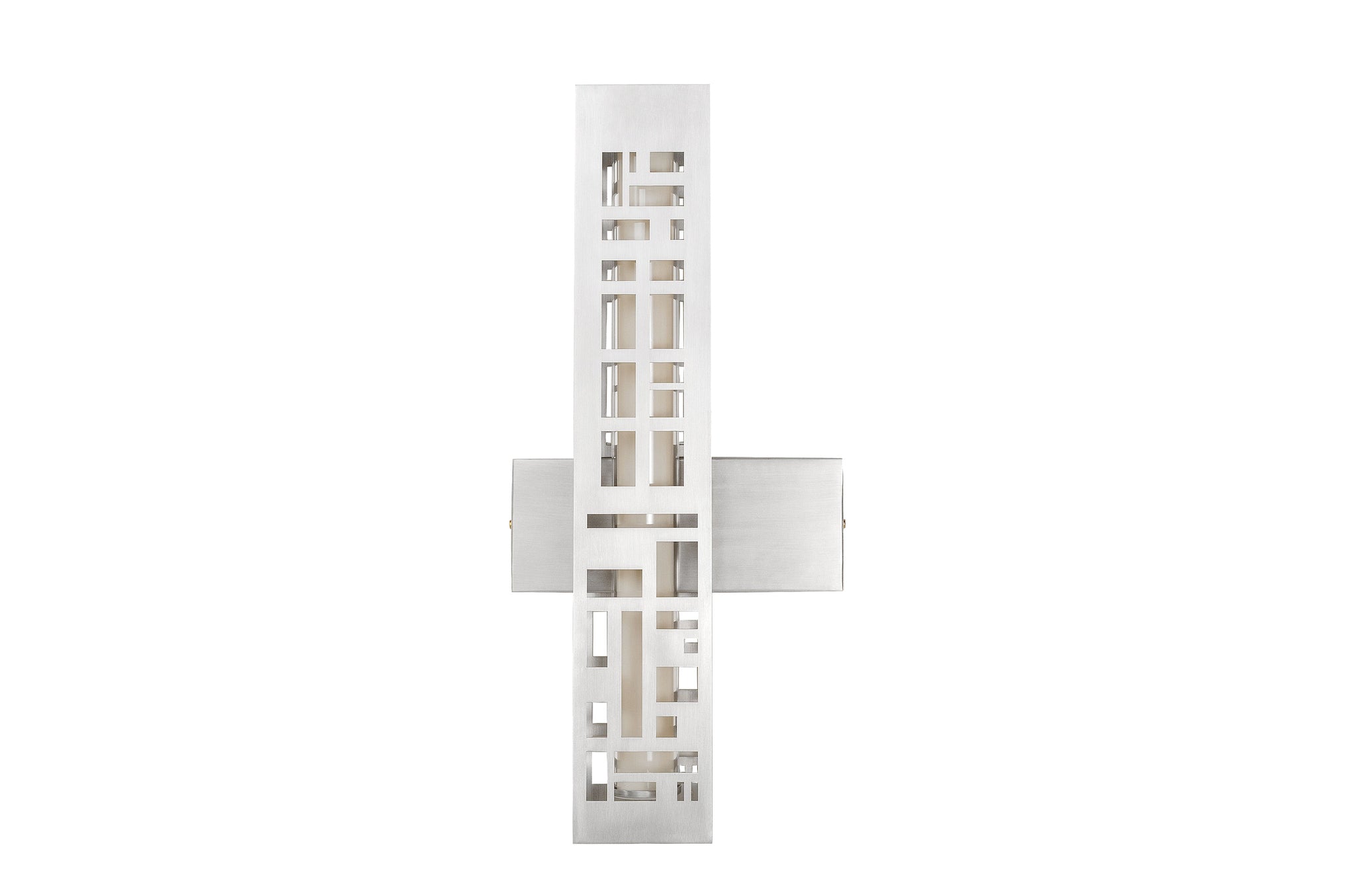 Wandlamp SkyFi van Versmissen in geborsteld metaal met open raster en strak design