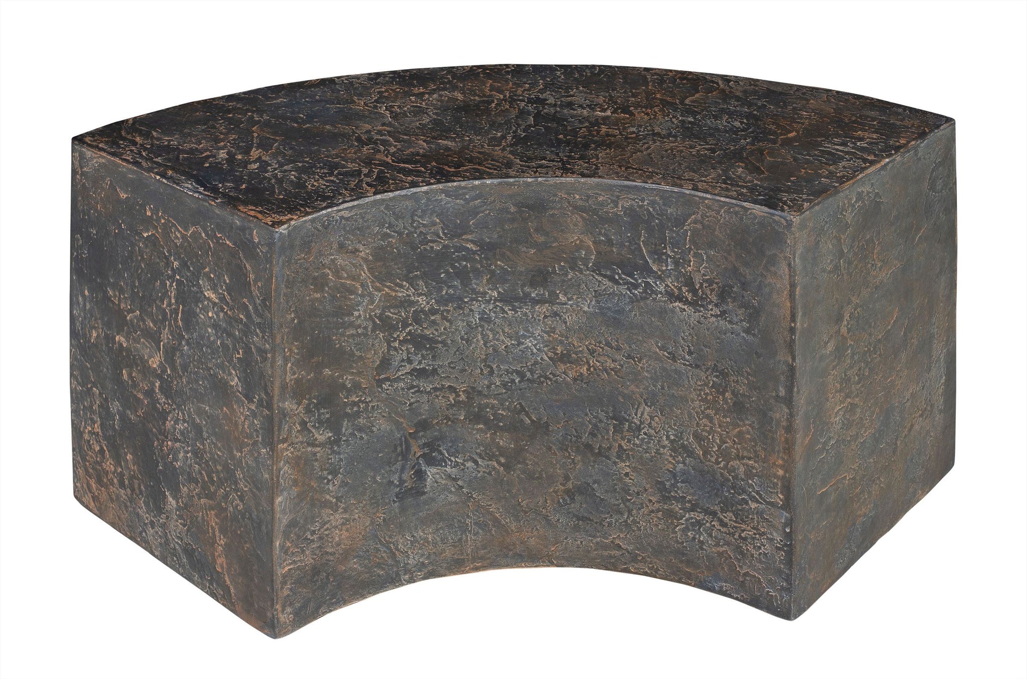 Bijzettafel Slay Element Curved in leisteen bruin, gemaakt van GRC.