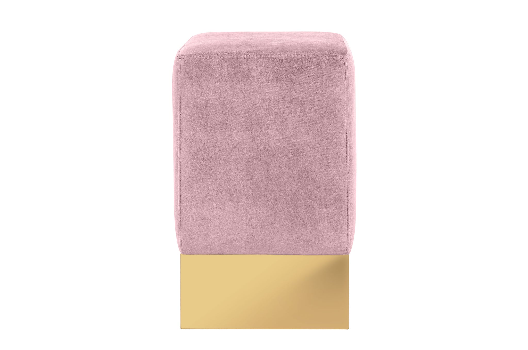 Roze velvet poef Stella met shiny gouden voet