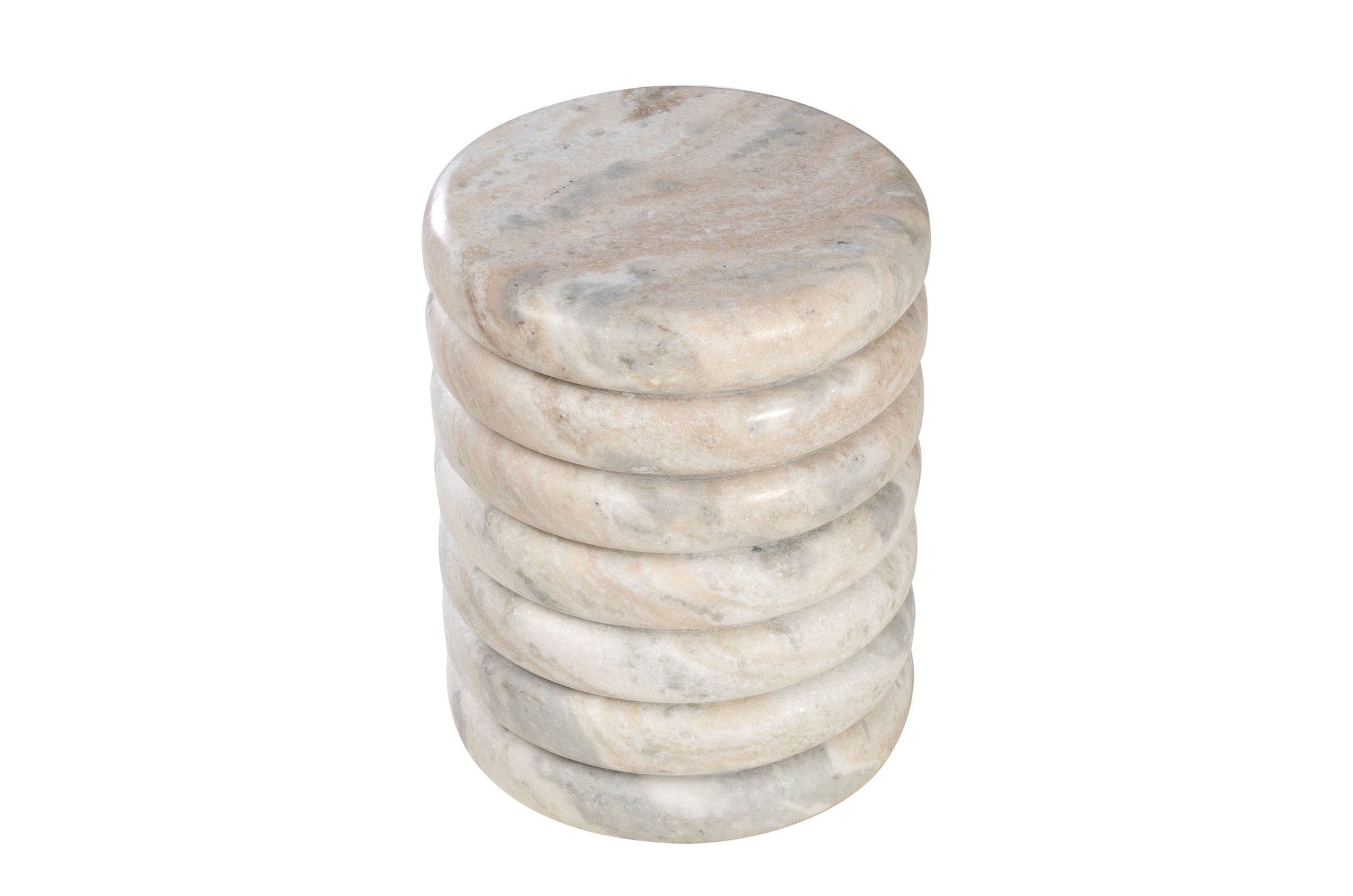 Design bijzettafel Bibendum in massief Toronto-marmer met sculpturale belijning