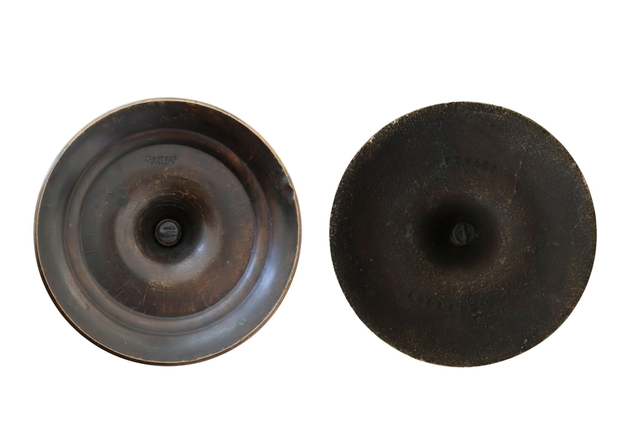 Detail van vintage Engelse kandelaars in messing