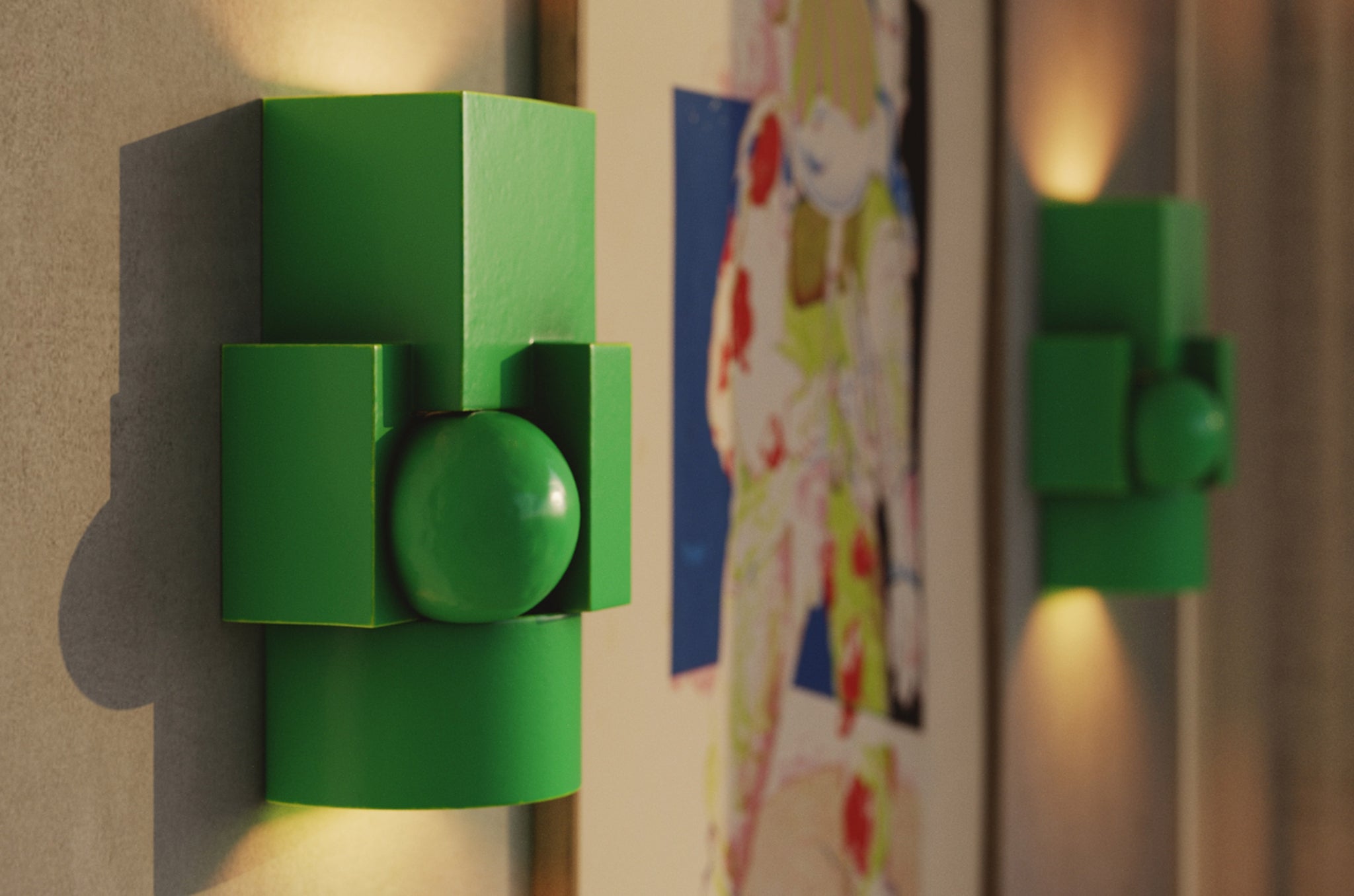 Sculpturale wandlamp Vector in Basil Green, ontworpen door Inge Simonis