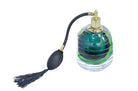 Decoratief glasobject in groene en blauwe tinten met klassieke pomp.
